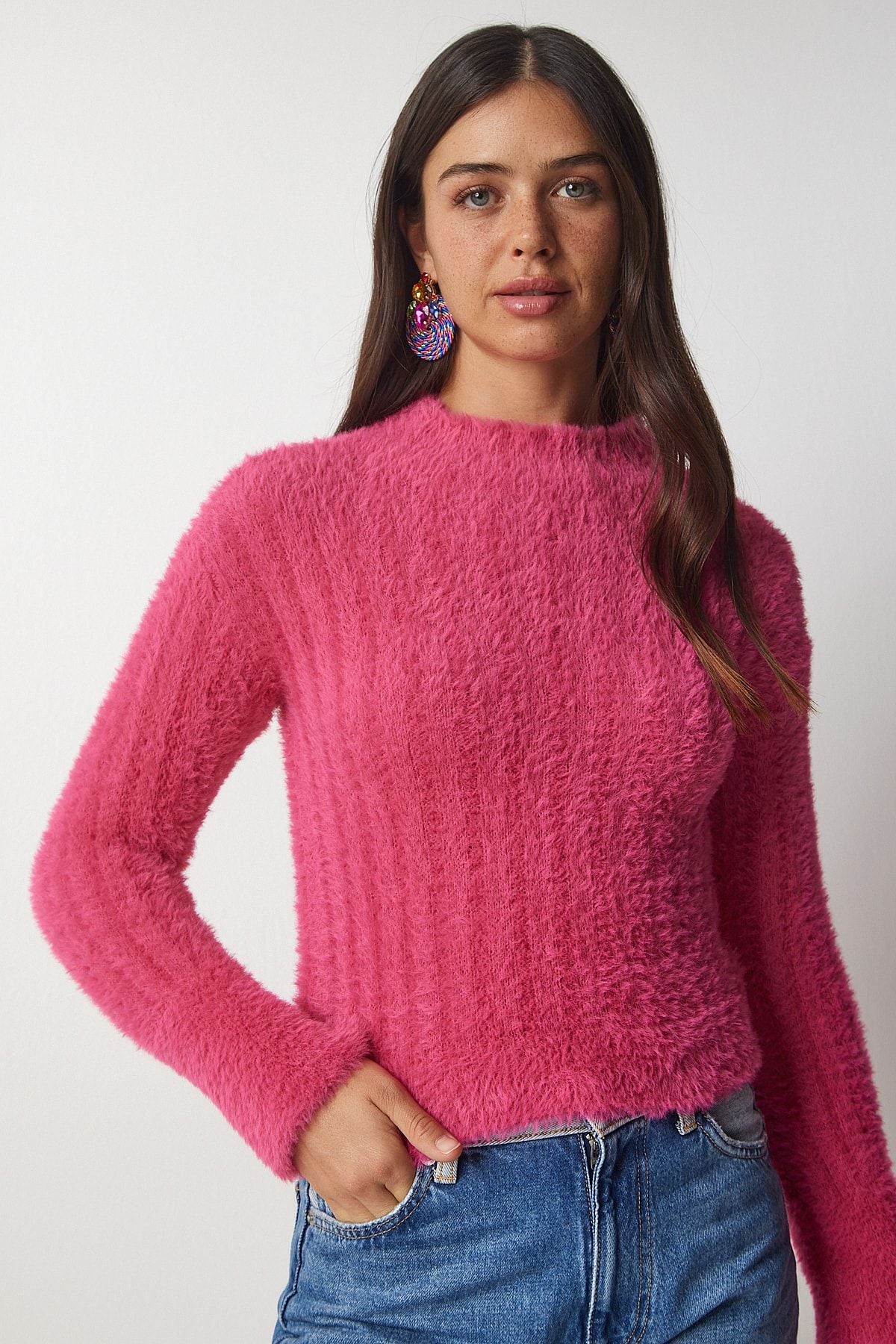 WOMEN PINK RESIDE BROKEN BEARING KNITTY Sweater NF00068