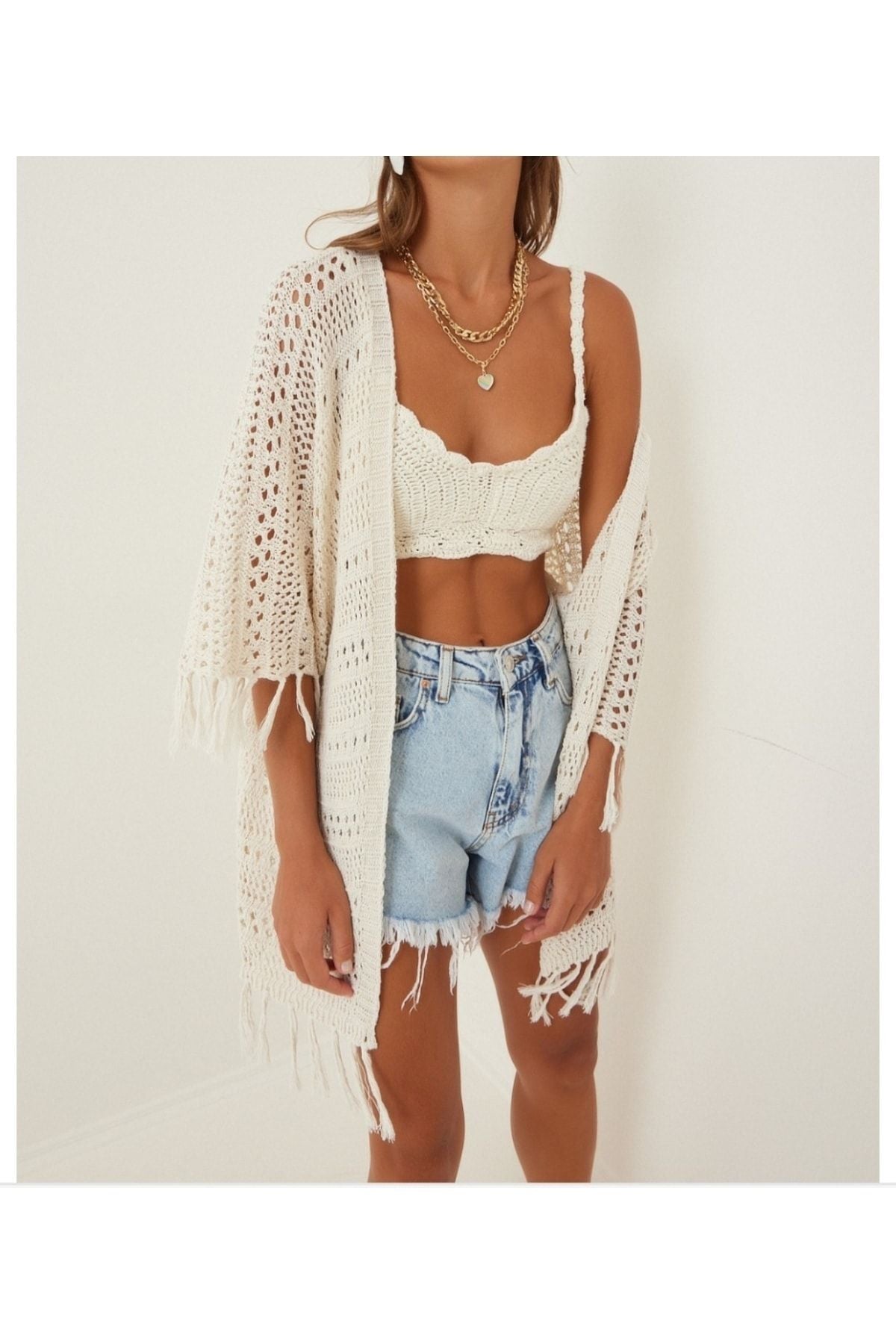 Women's Cream Tassel Output Cardigan MW00067