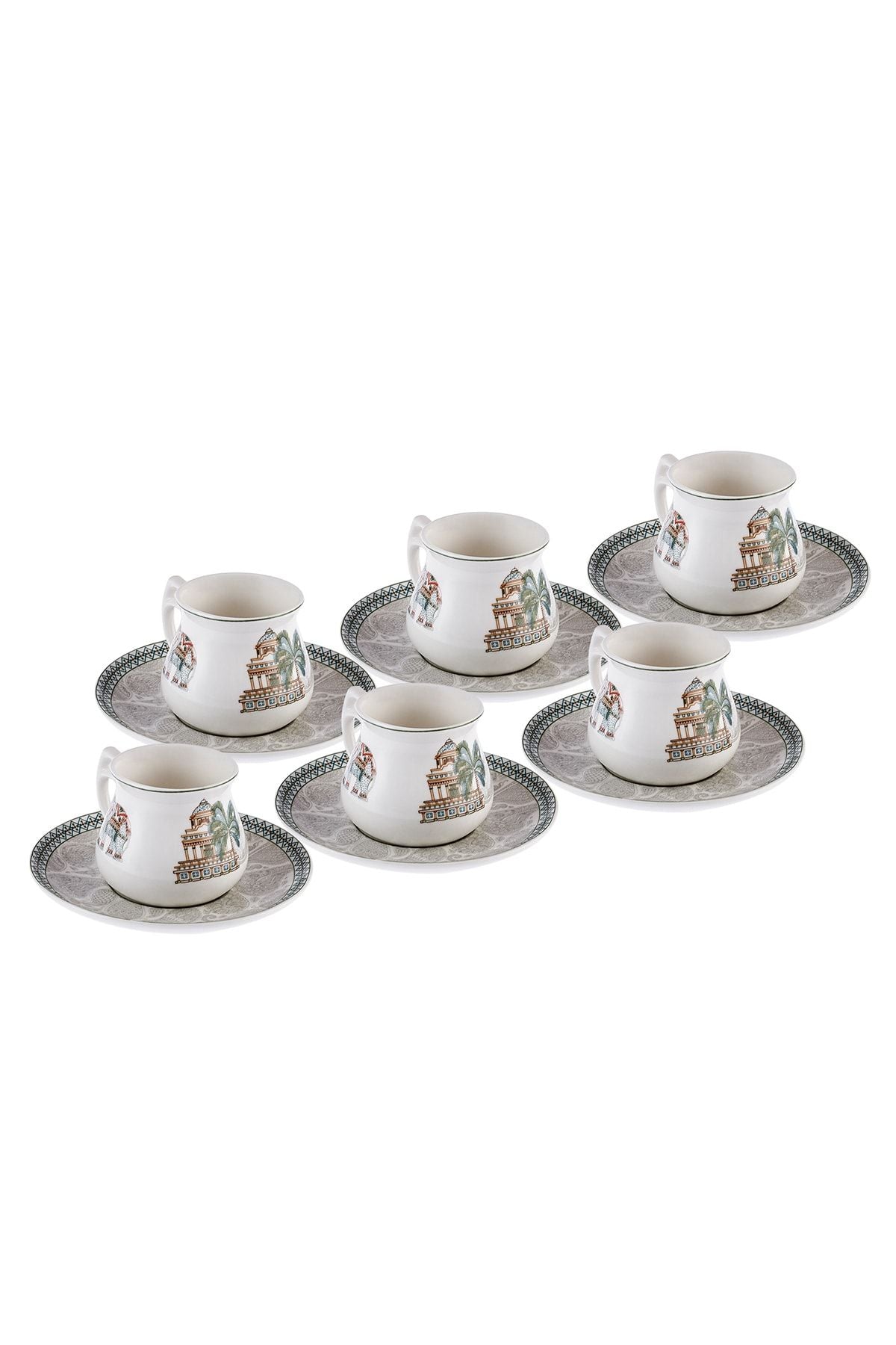 Taj Mahal for 6 people porcelain coffee cup set