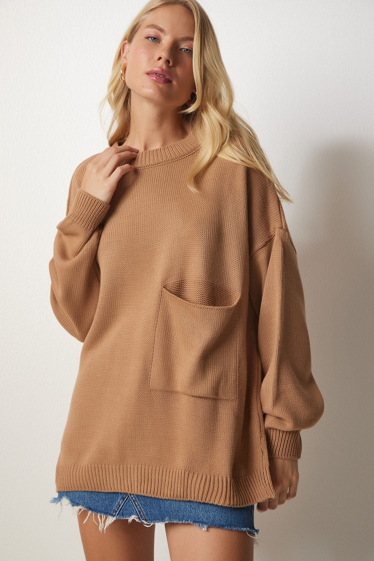 Women's Biscuit Mobile Detail Basic Knitwear Kazakh MX00125