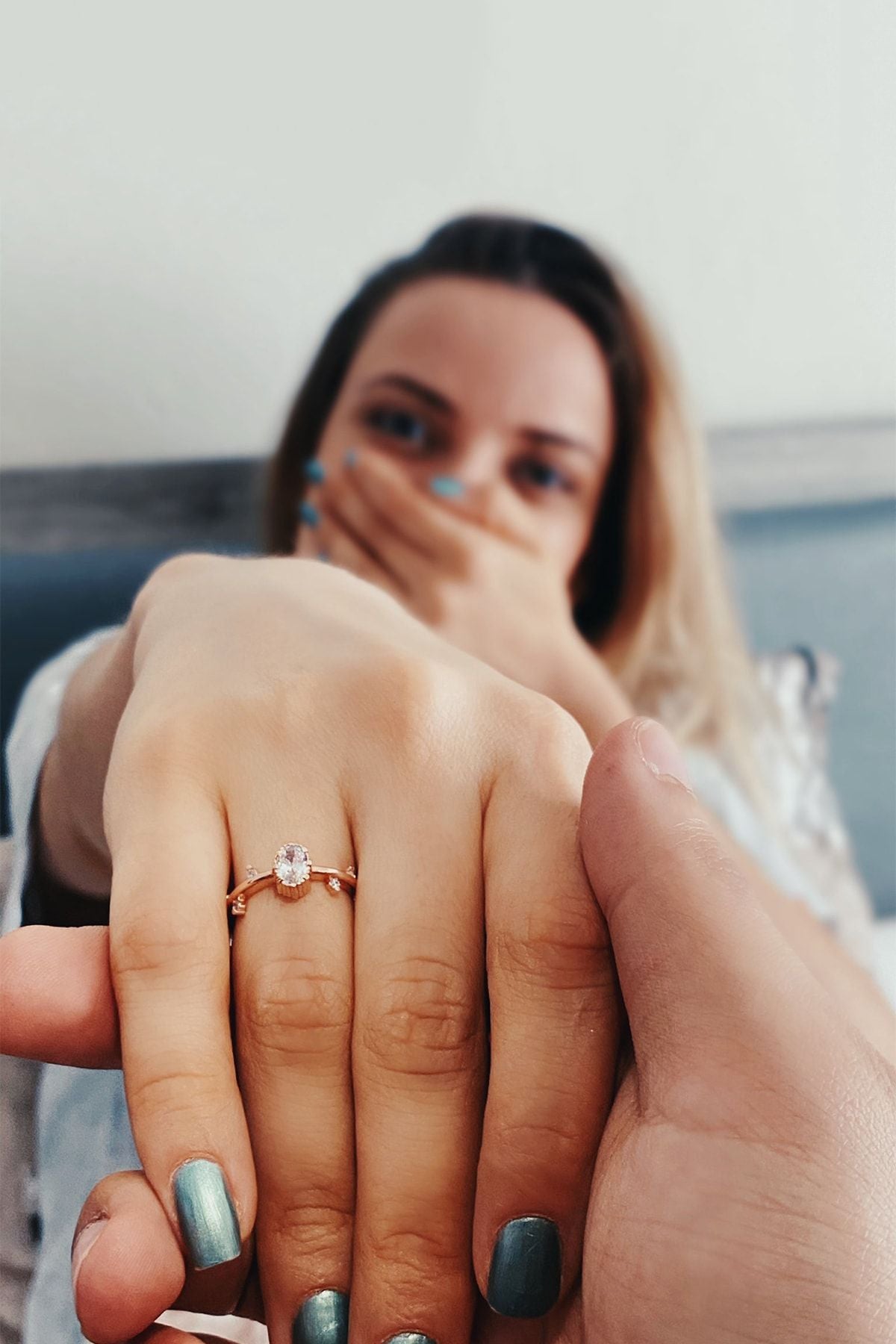 Woman Pink 14k Rose Gold Izlanda Adjustable Measures Marriage Ring