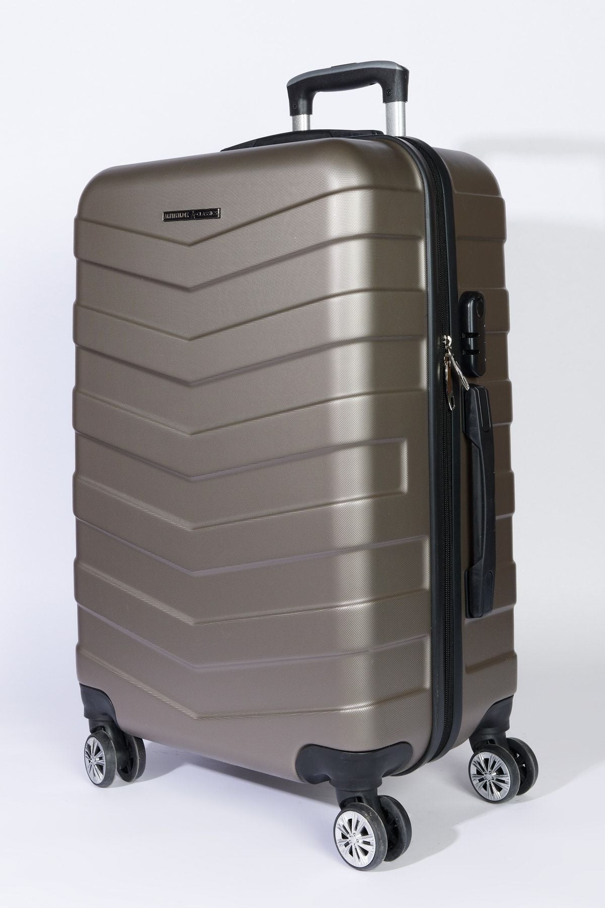 Gray medium size suitcase