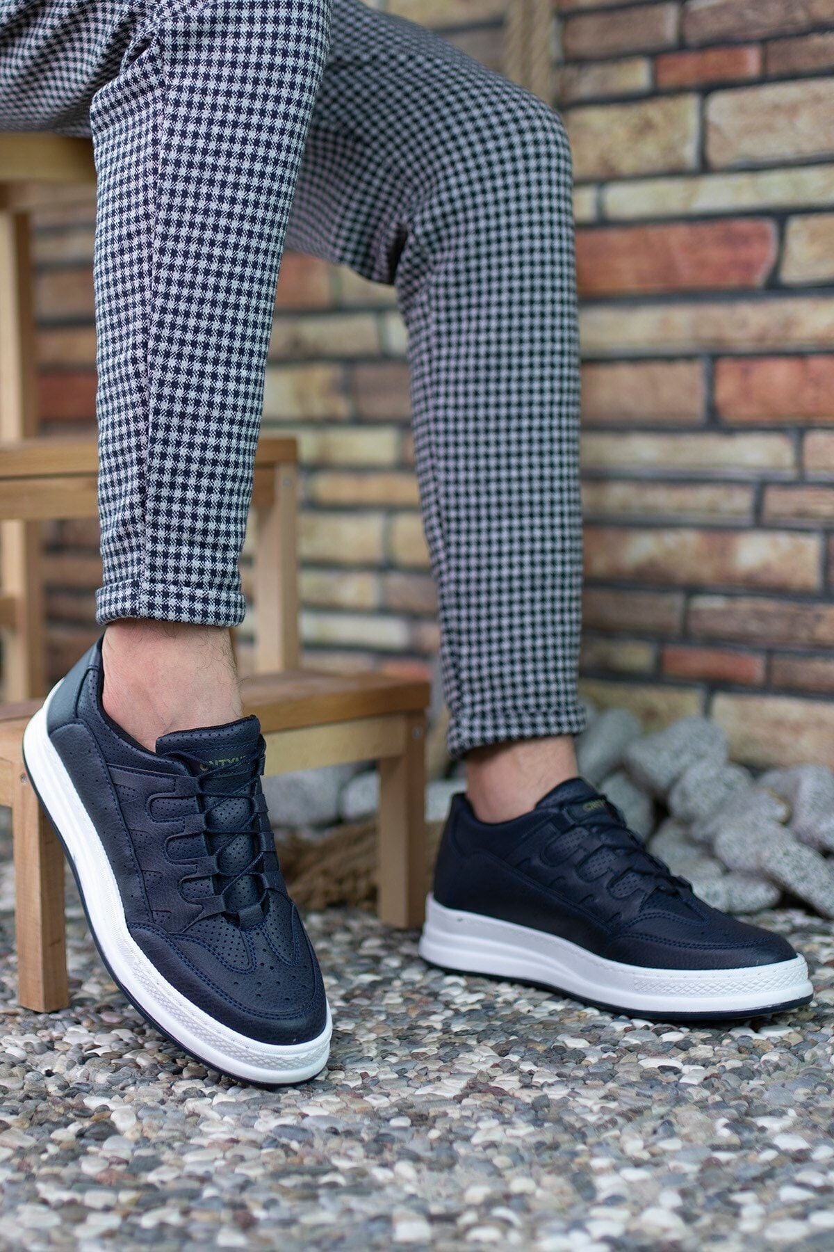 Navy blue white male sneaker 0012728