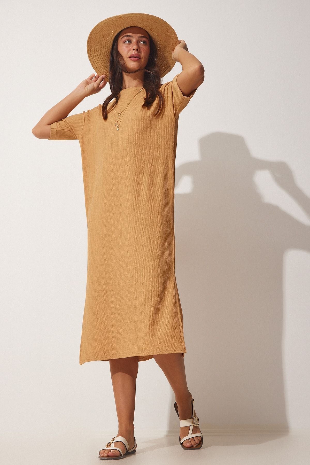 Female Biscuit textured Daily Midi Knitting Dress LH00037