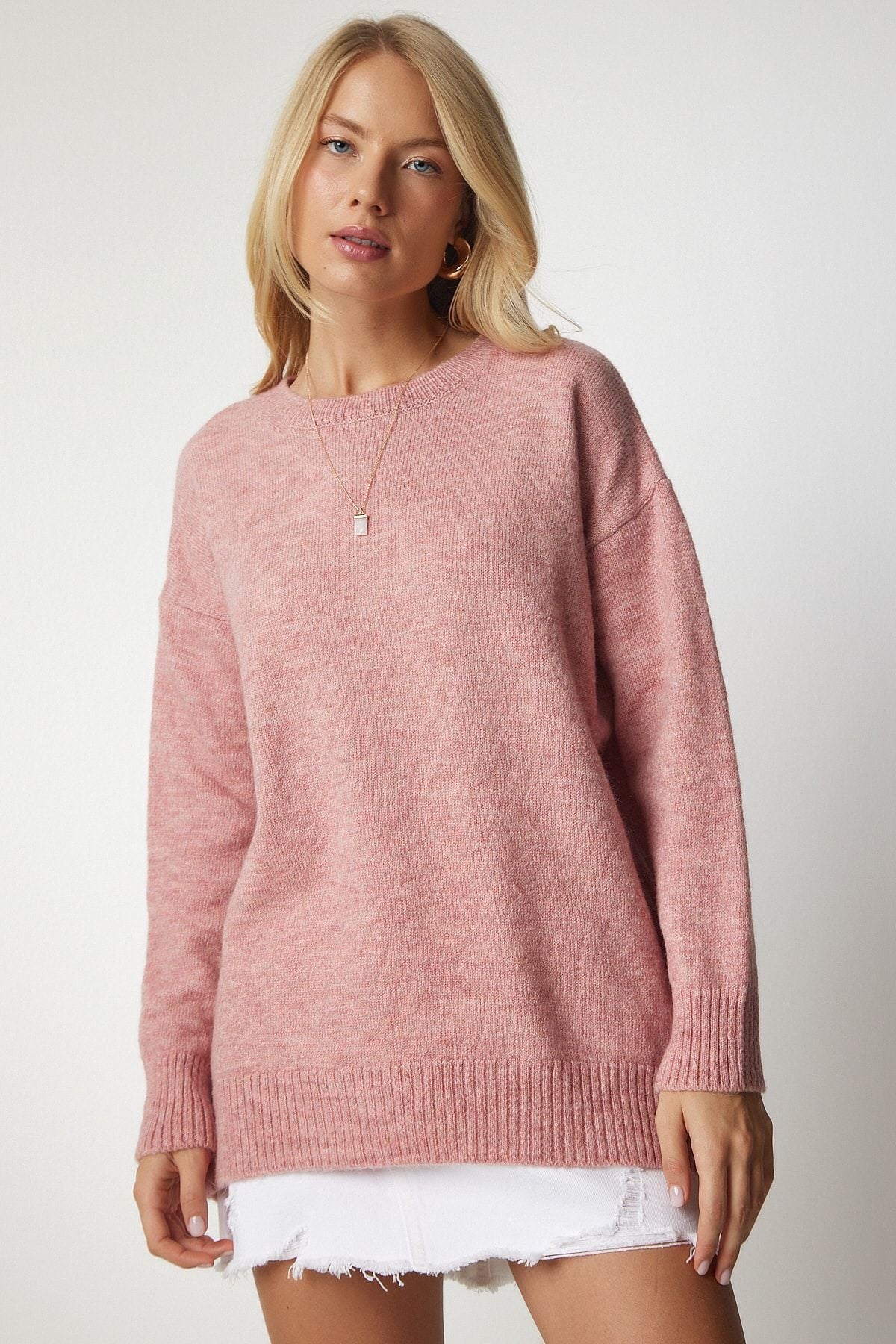 Woman Middle Pink Oversize knitwear sweater PN00054