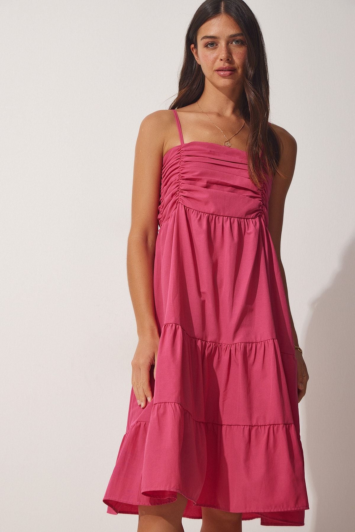 Woman Dark Pink Hanger Summer Poplin Dress DD01226