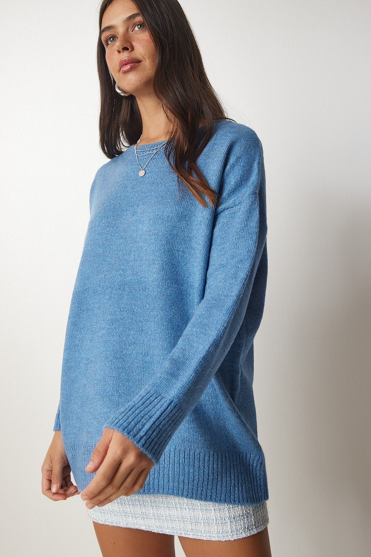 WOMEN INDIO BLUE OVERSIZE knitwear sweater PN00054