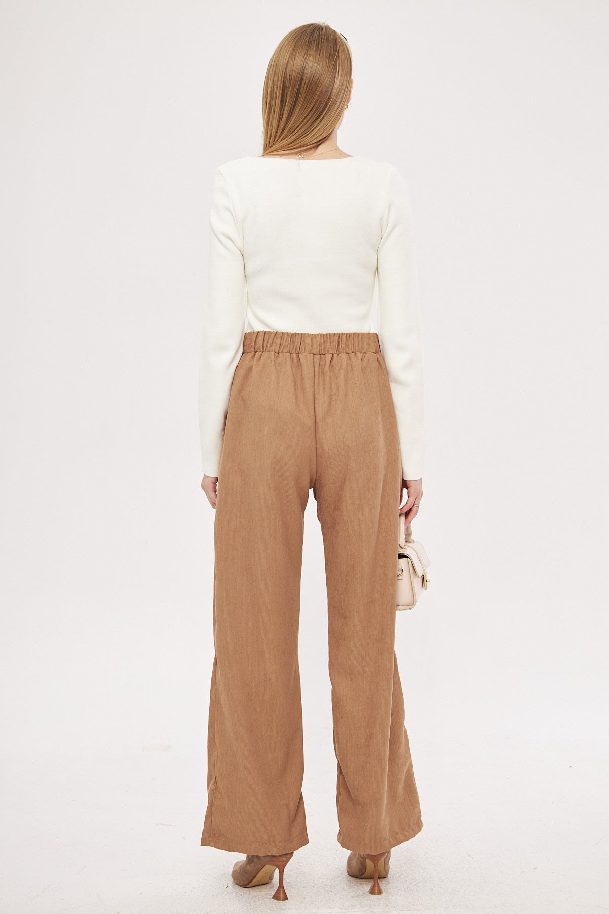 Women's Mink Slim Corduroy Palazzo Trousers ARM-25K001009