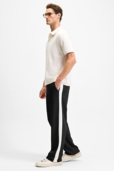 ARAUJO Men's Relaxed Fit Black Sweatpants with Elastic Waist