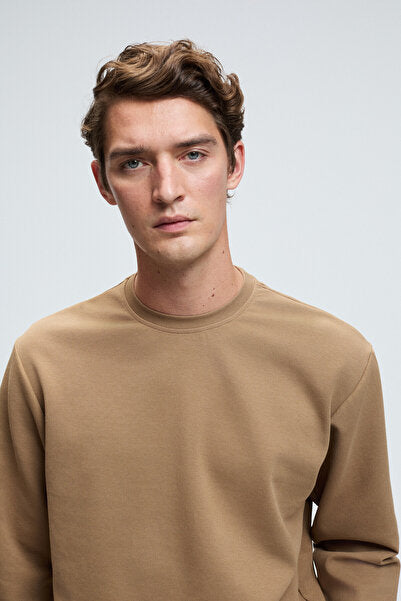 EDMUND Men's Crew Neck Mink Sweatshirt with Sleeve Printed Skirt and Elastic and Stopper