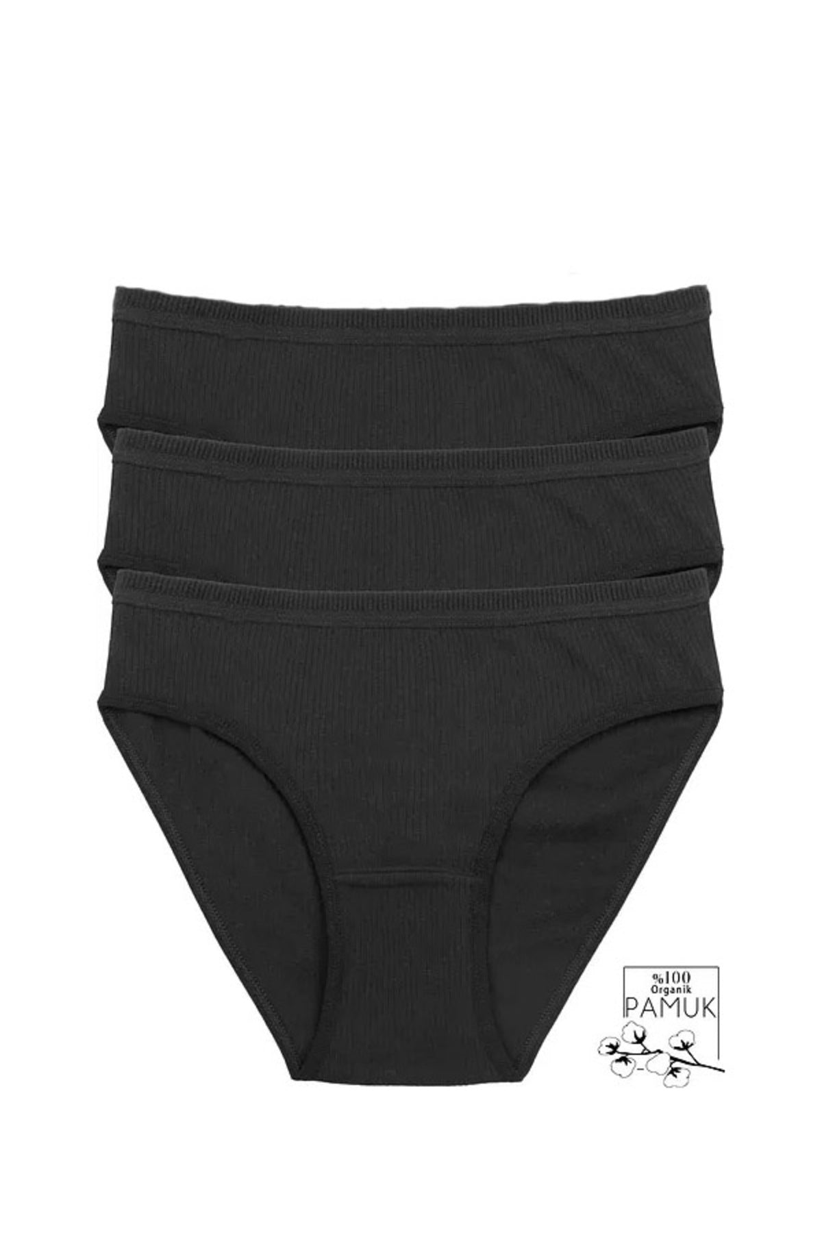 Women's Black Cotton Lycra Bikini Panties 3 Pack