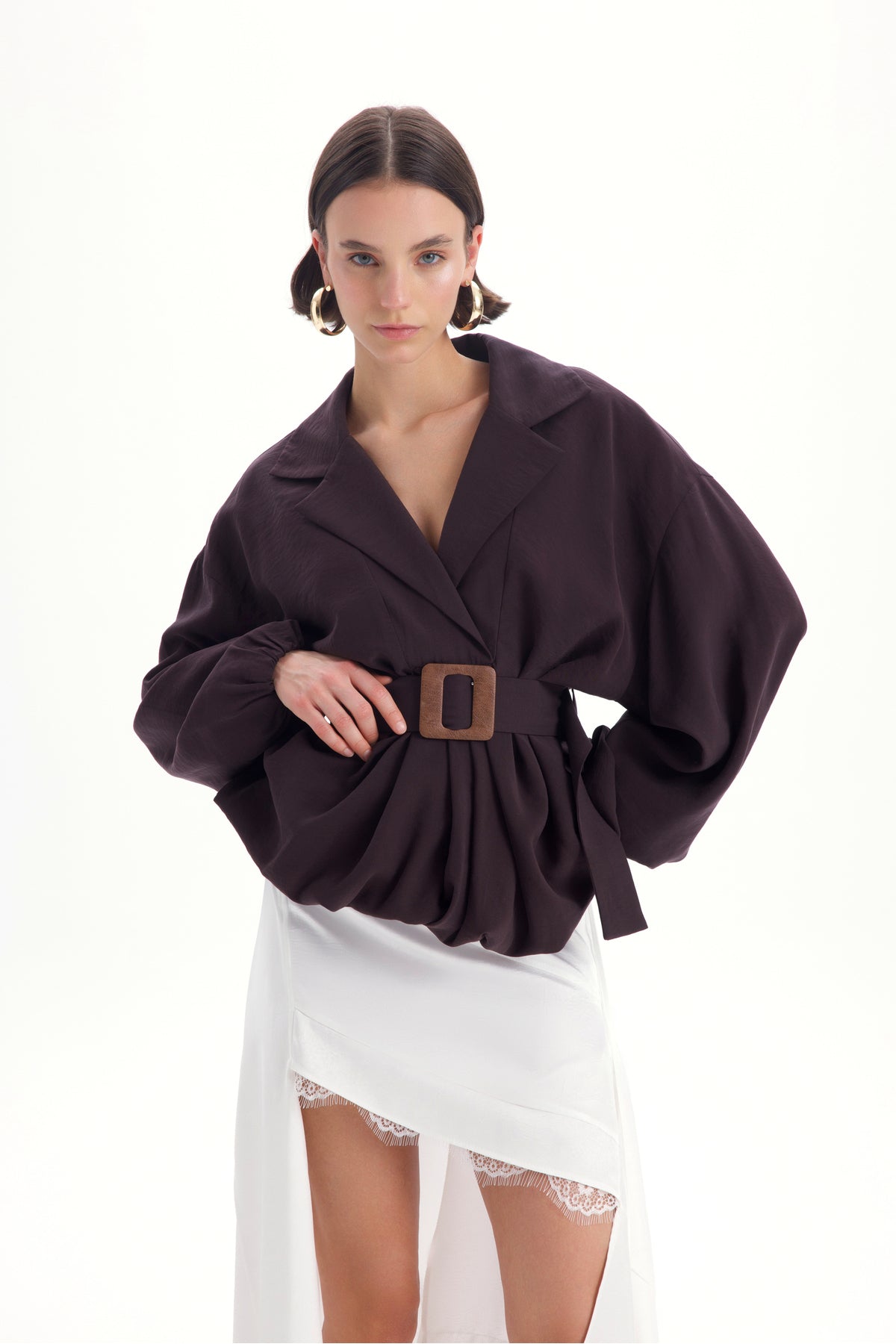 Forteza Balloon Cut Brown Jacket Shirt