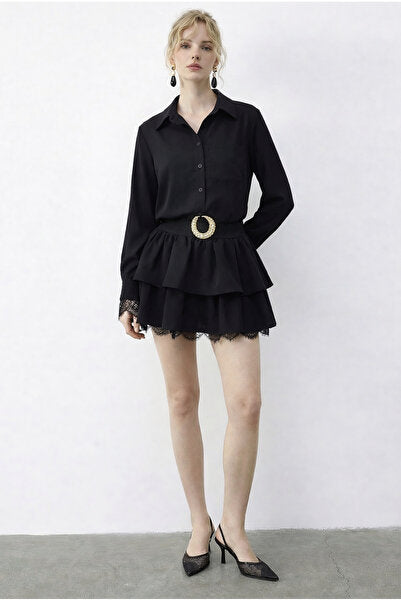 Women's Lace Detailed Belted Flounce Dress 4178 60286027