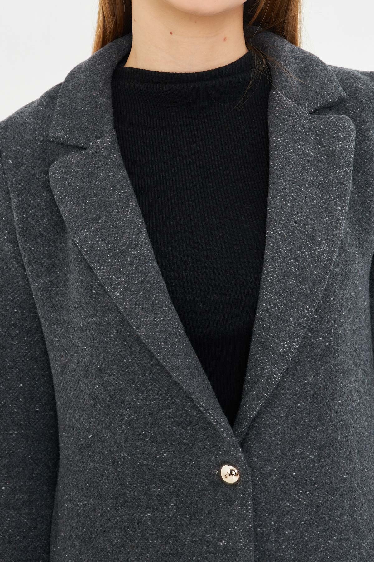 Women's Anthracite Single Button Stash Jacket ARM-25K001082