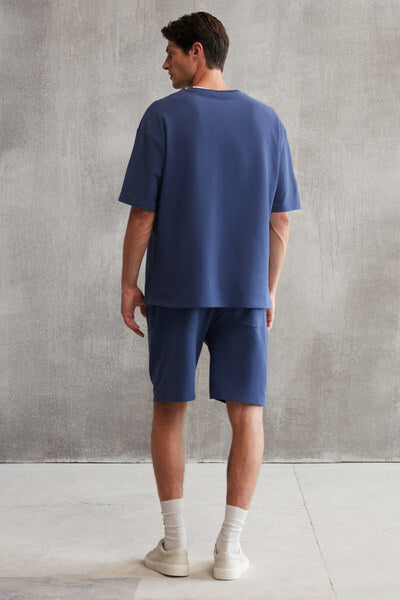 Colombia Men's 2-Piece Set Comfort Fit Casual Mold Text Embroidered Navy Blue Tracksuit Set