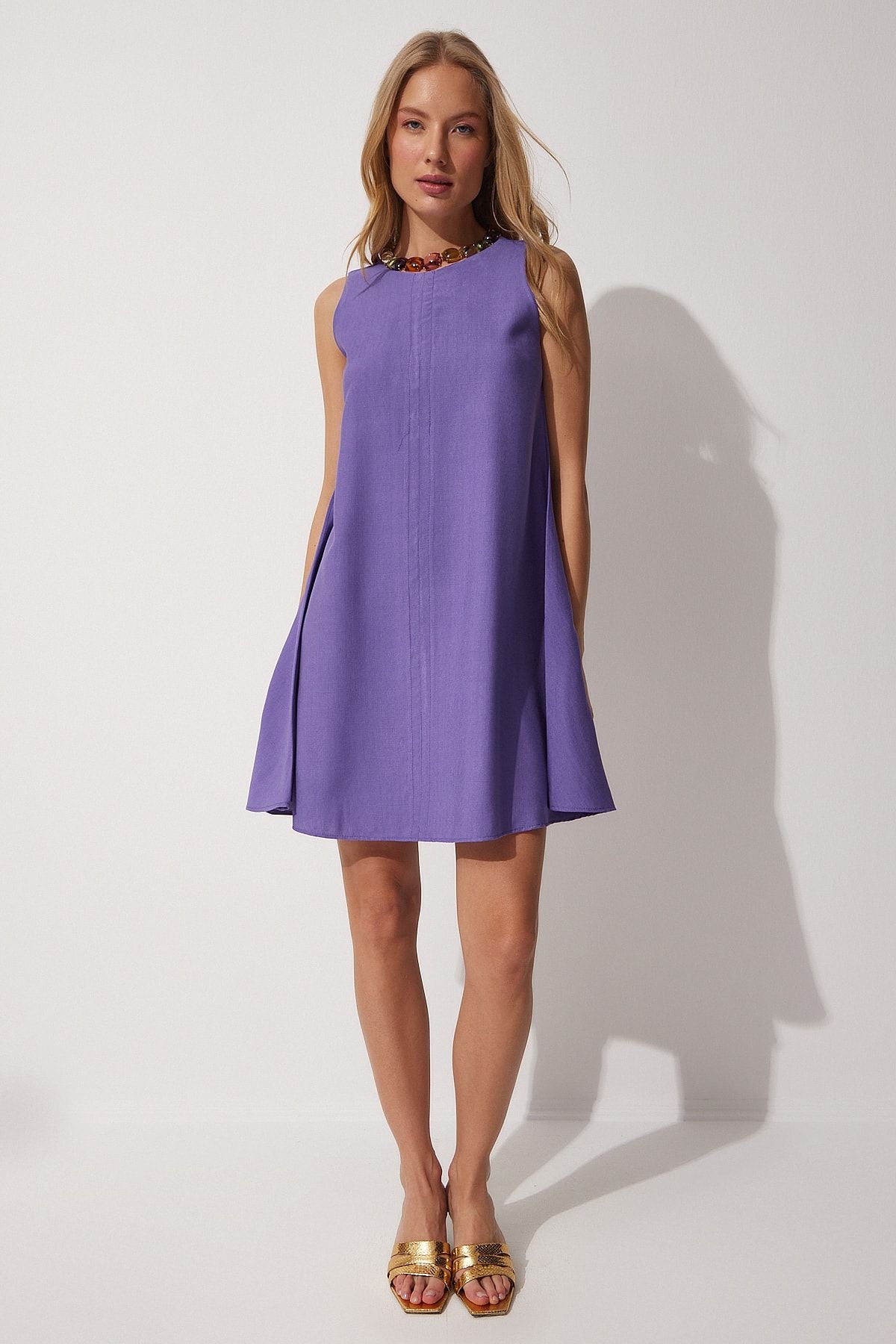 Woman Purple Summer Woven Bell Dress BF00067