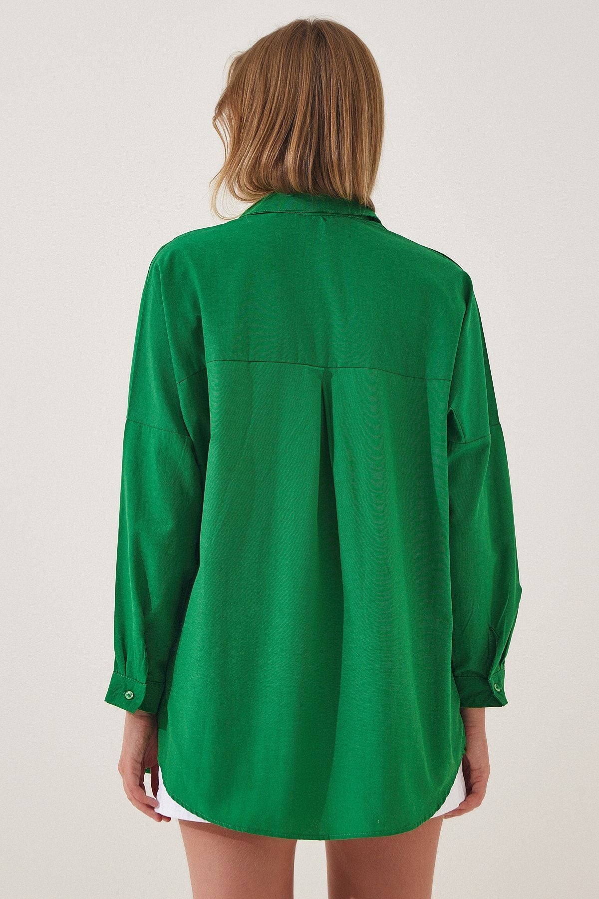 Woman Live Green Oversize Long Basic Shirt DD00842