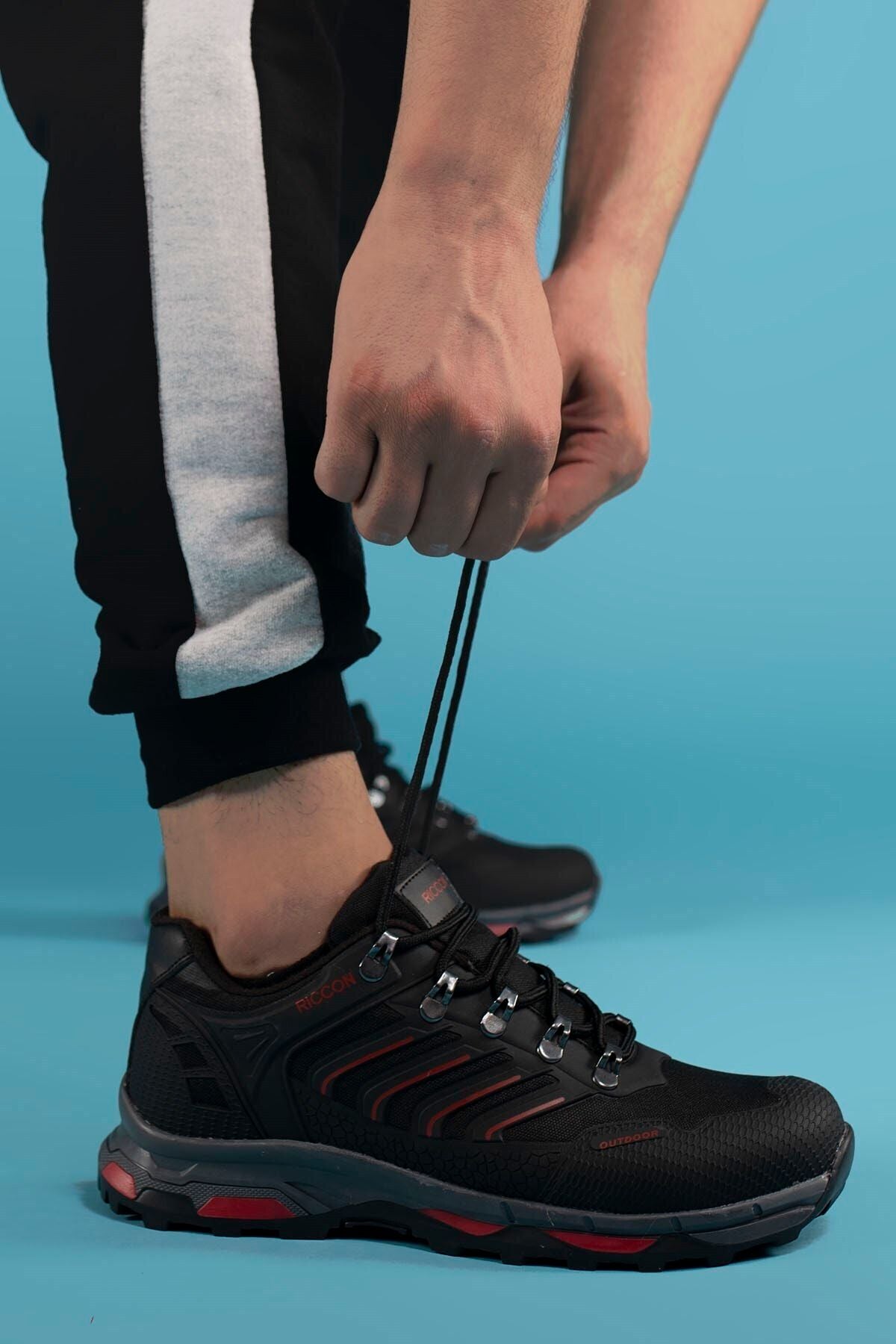Siyah Kırmızı Unisex 3d Rubber Trekking Ayakkabı 00128060