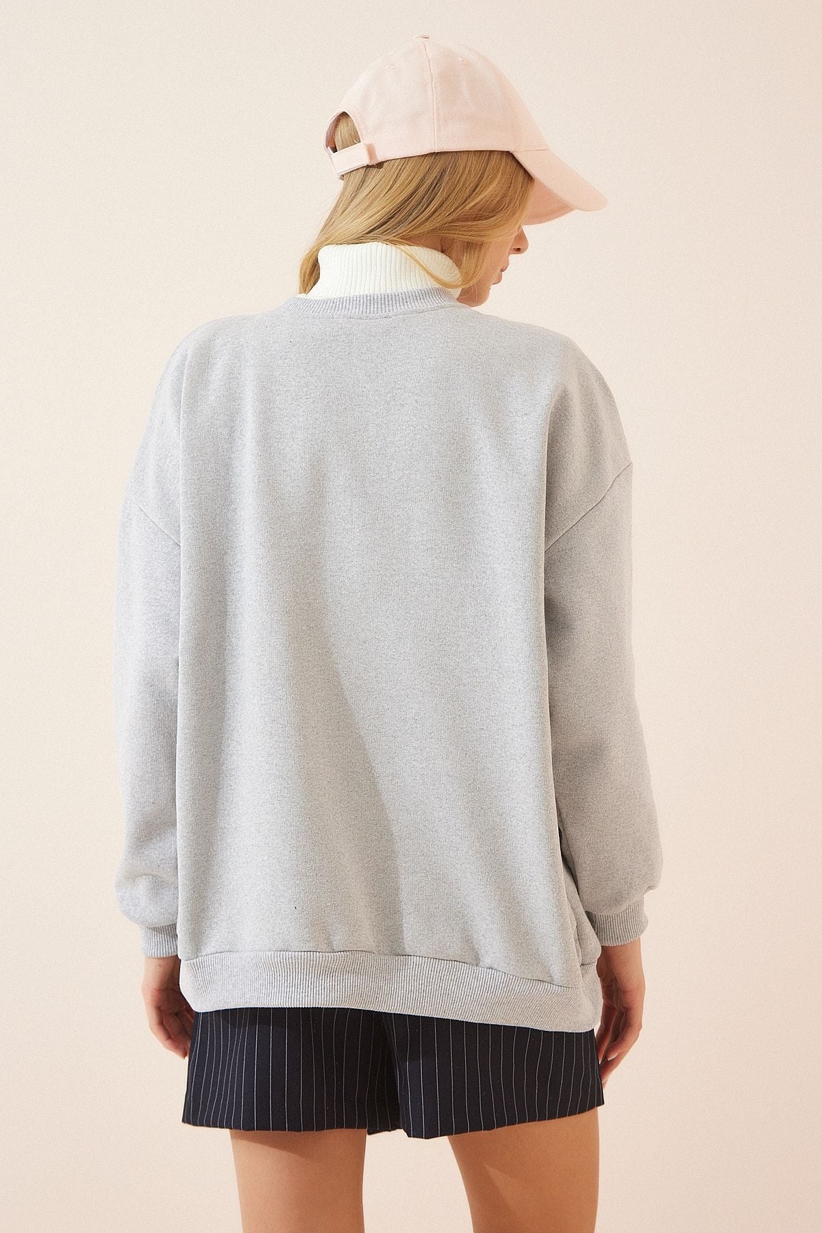 Women's Gray Printed Sweatshirt Dz00066
