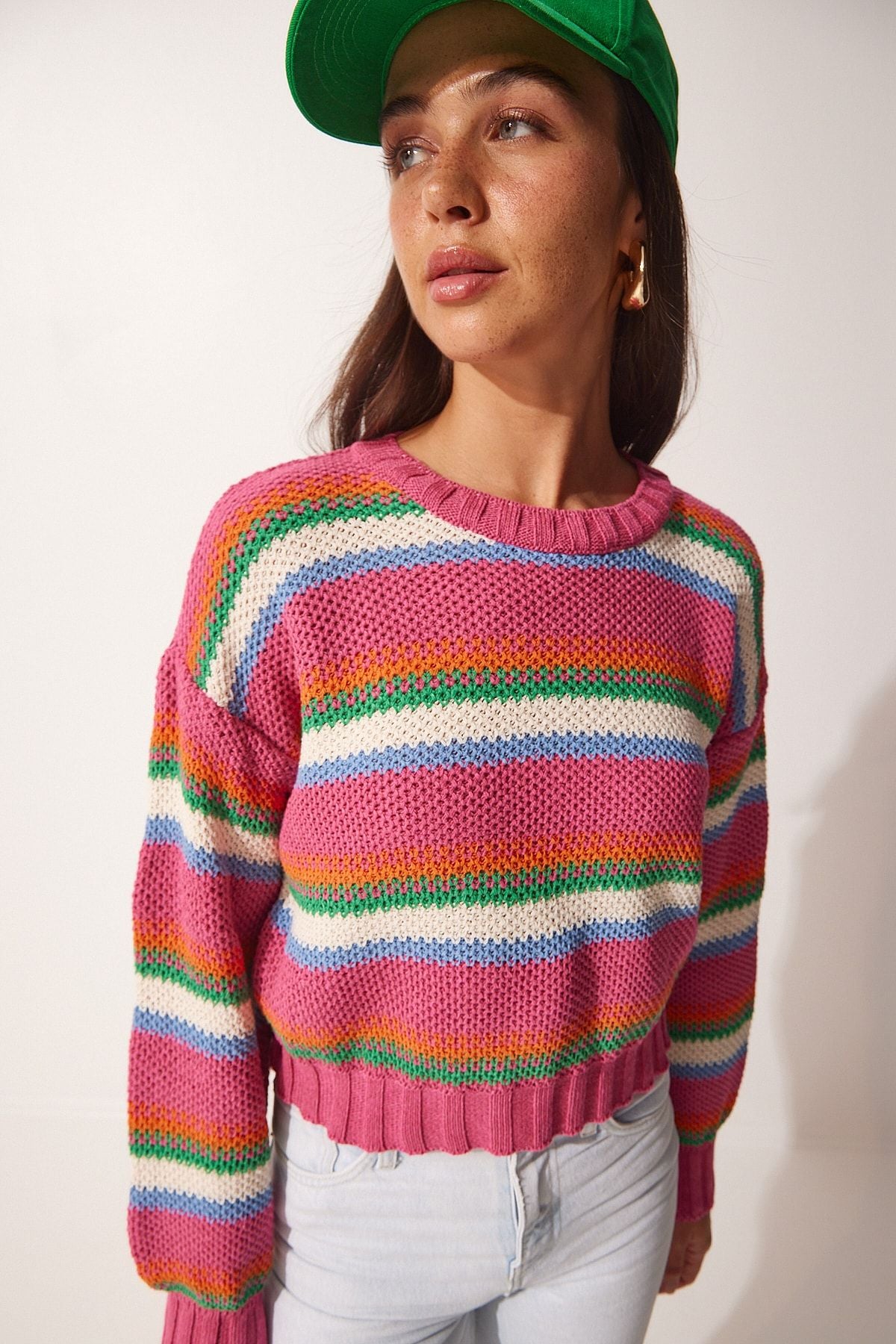 Woman Pink striped knitwear sweater MC00209