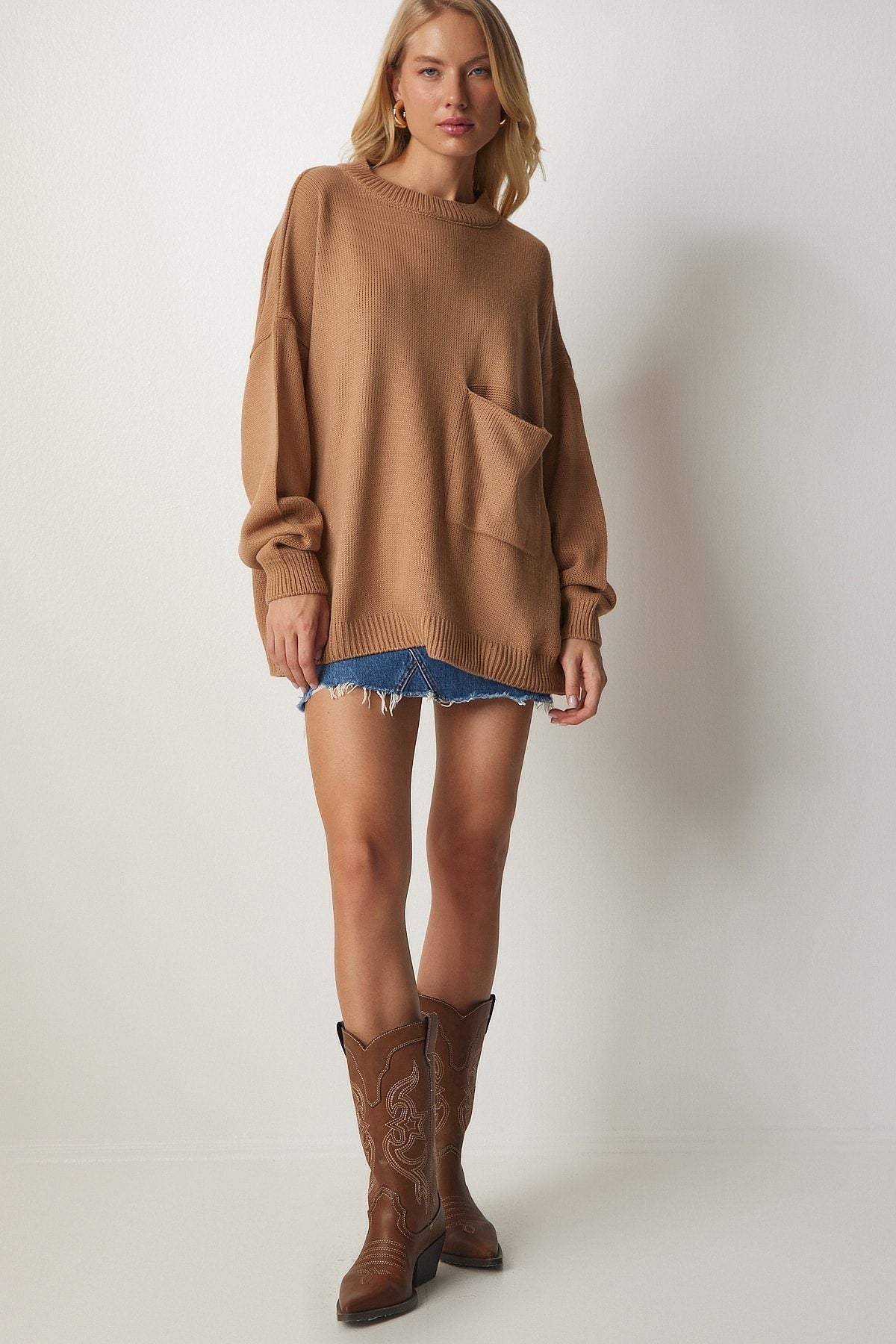 Women's Biscuit Mobile Detail Basic Knitwear Kazakh MX00125