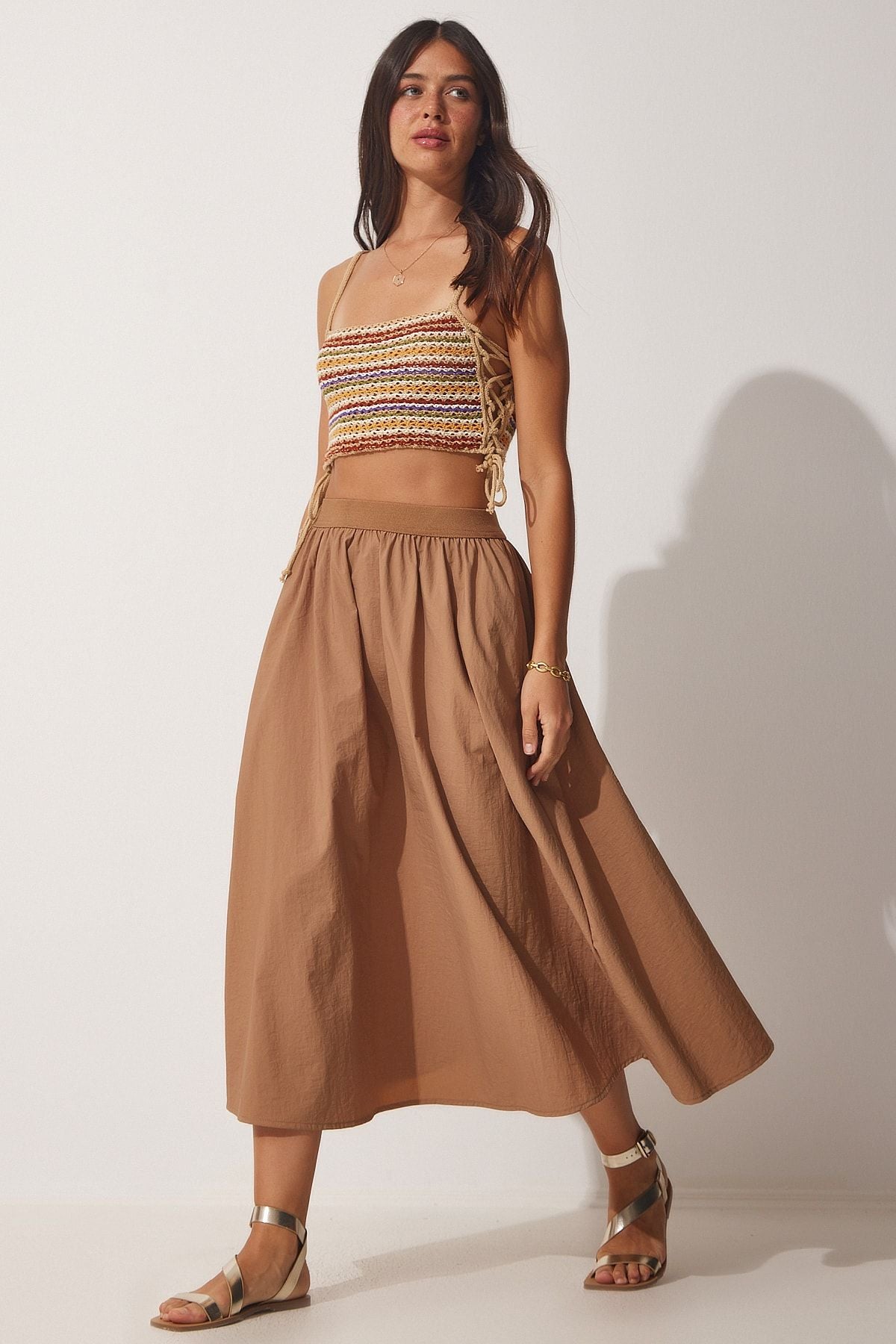 Female Biscuit Balloon Parachute Midi Skirt UL00008