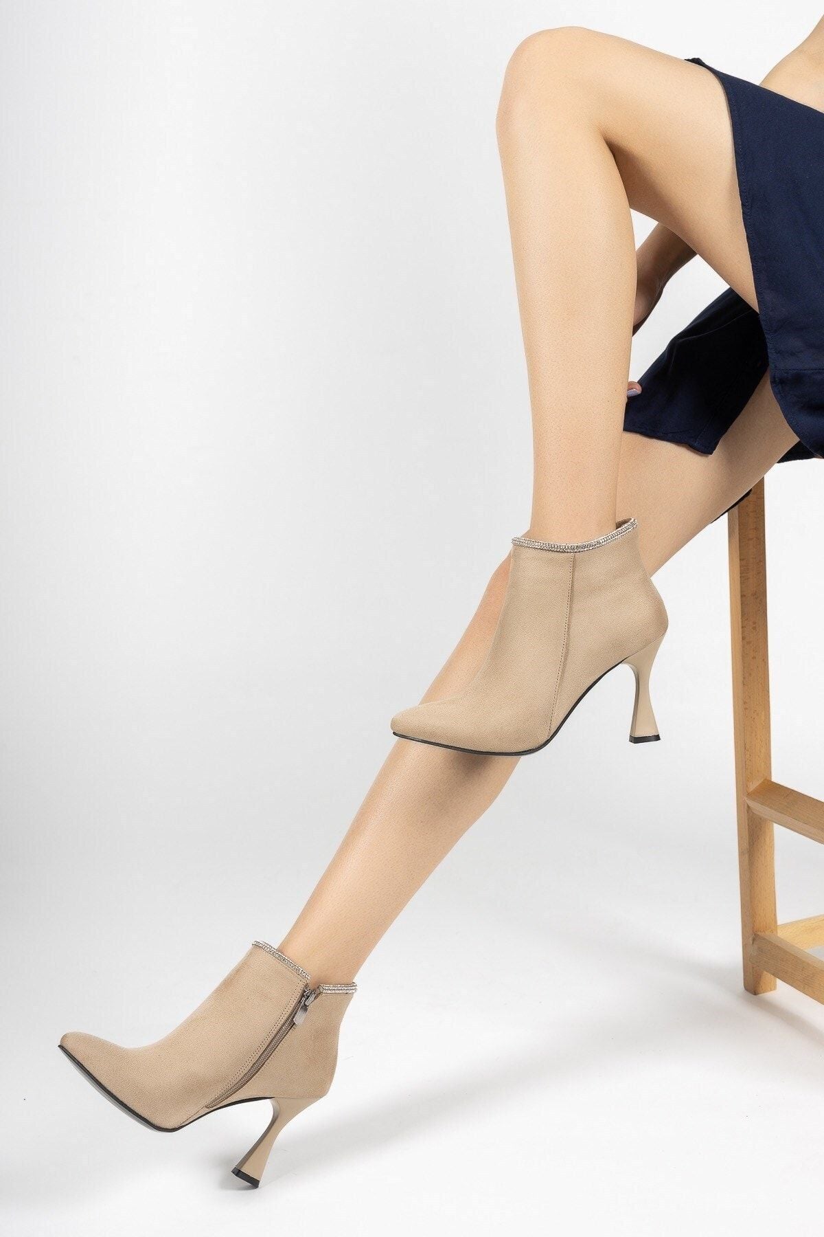 Nude Süet Woman Heels Bot 001210