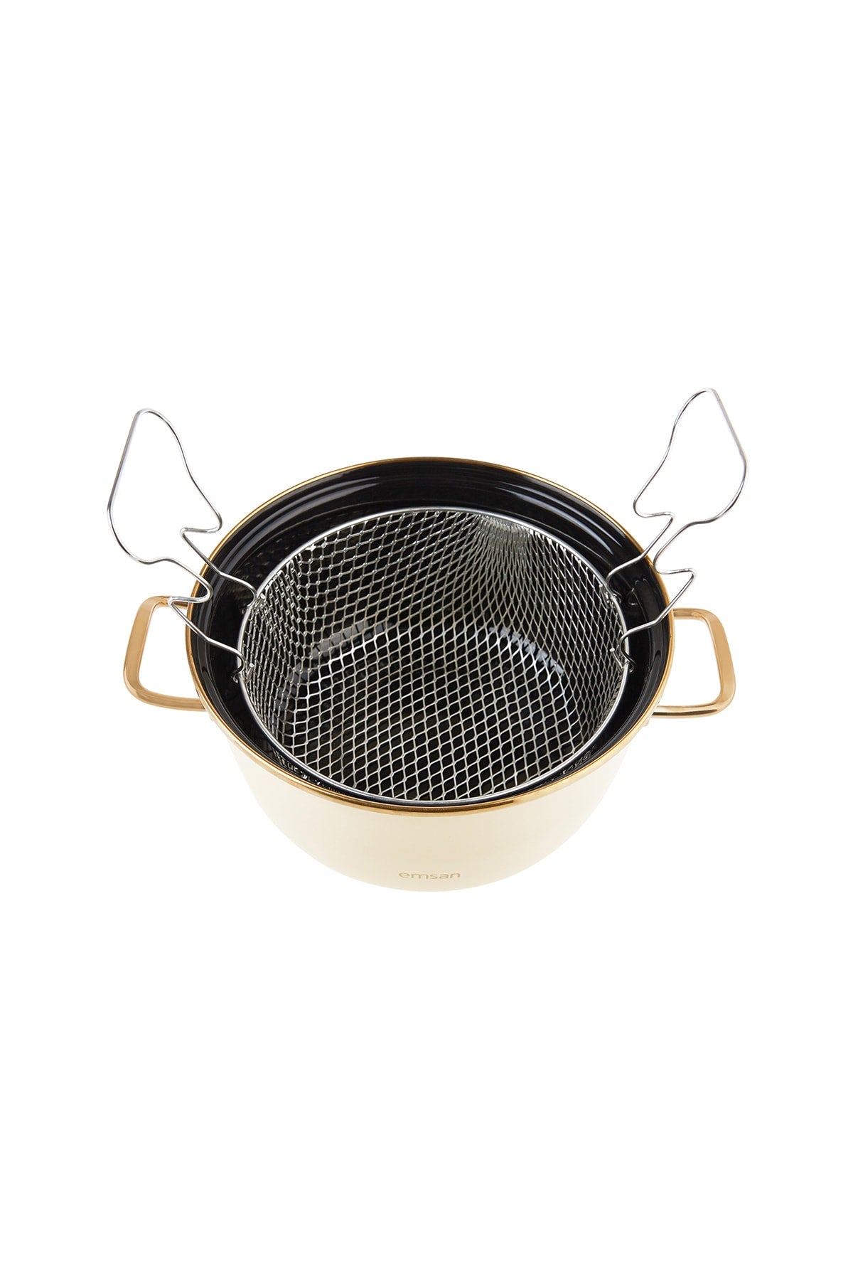 Nostalgia enamel beige frying pot