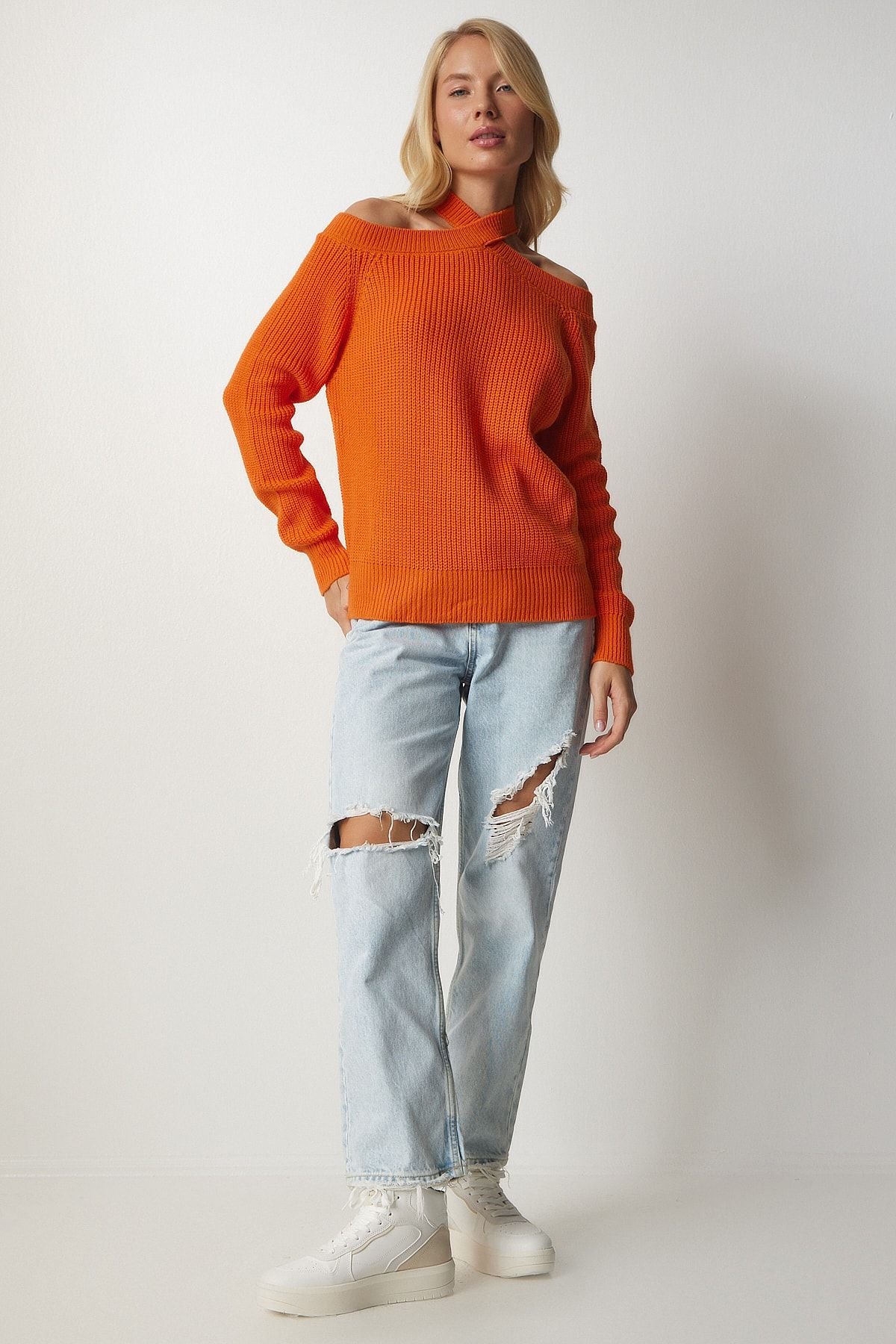 Women Oranj shoulders open knitwear sweater MX00118