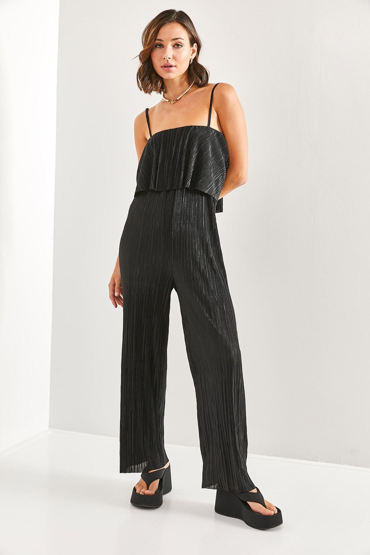 Satin jumpsuit with women strap 6030