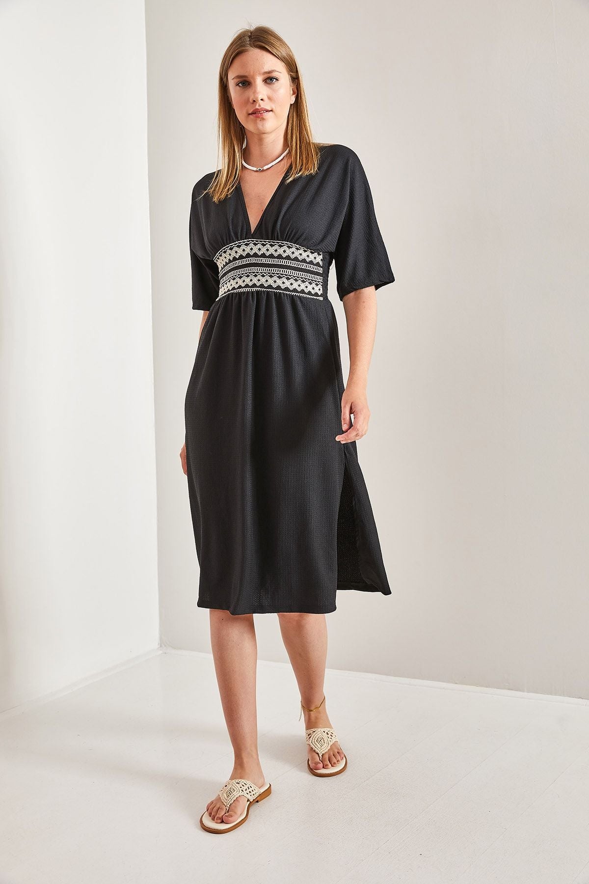 Woman Waist Patterned Dress