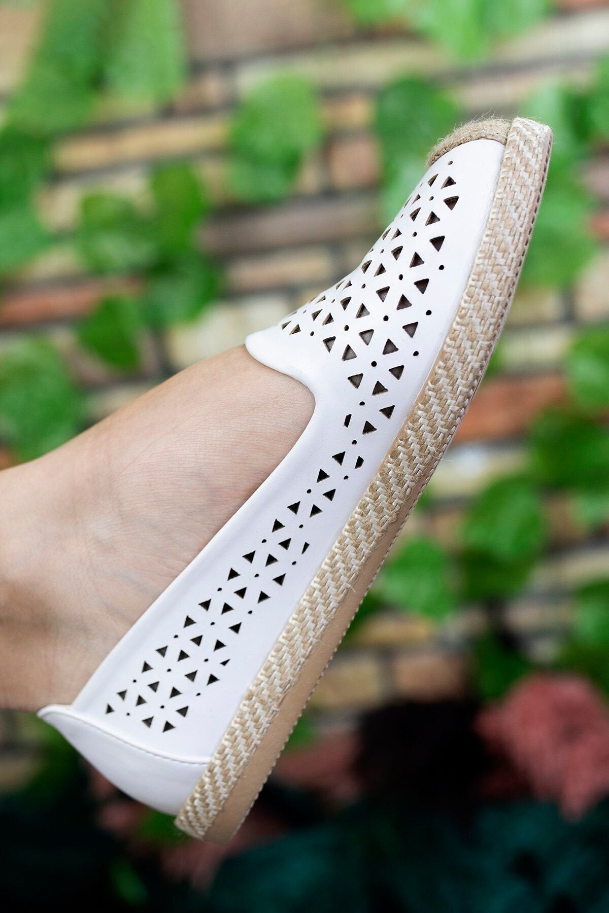 White Wicker Detailed Women's Daily Shoes 0012110