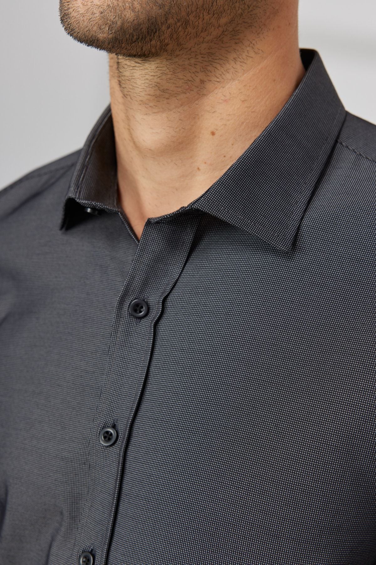 Men's black slim fit narrow cut classic collar cotton Amestyle shirt