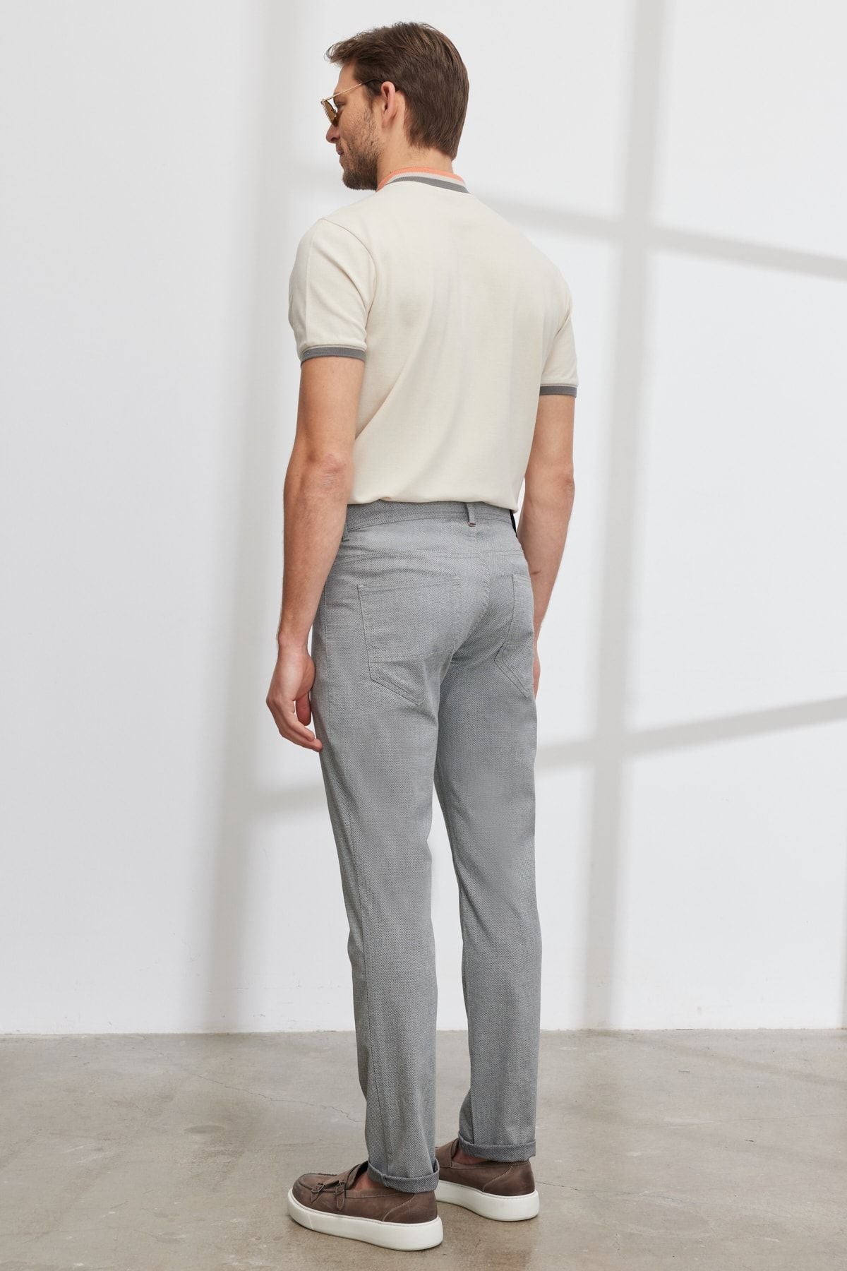 Men's black slim fit narrow cut 5 pocket cotton Amelor Flexible Pants