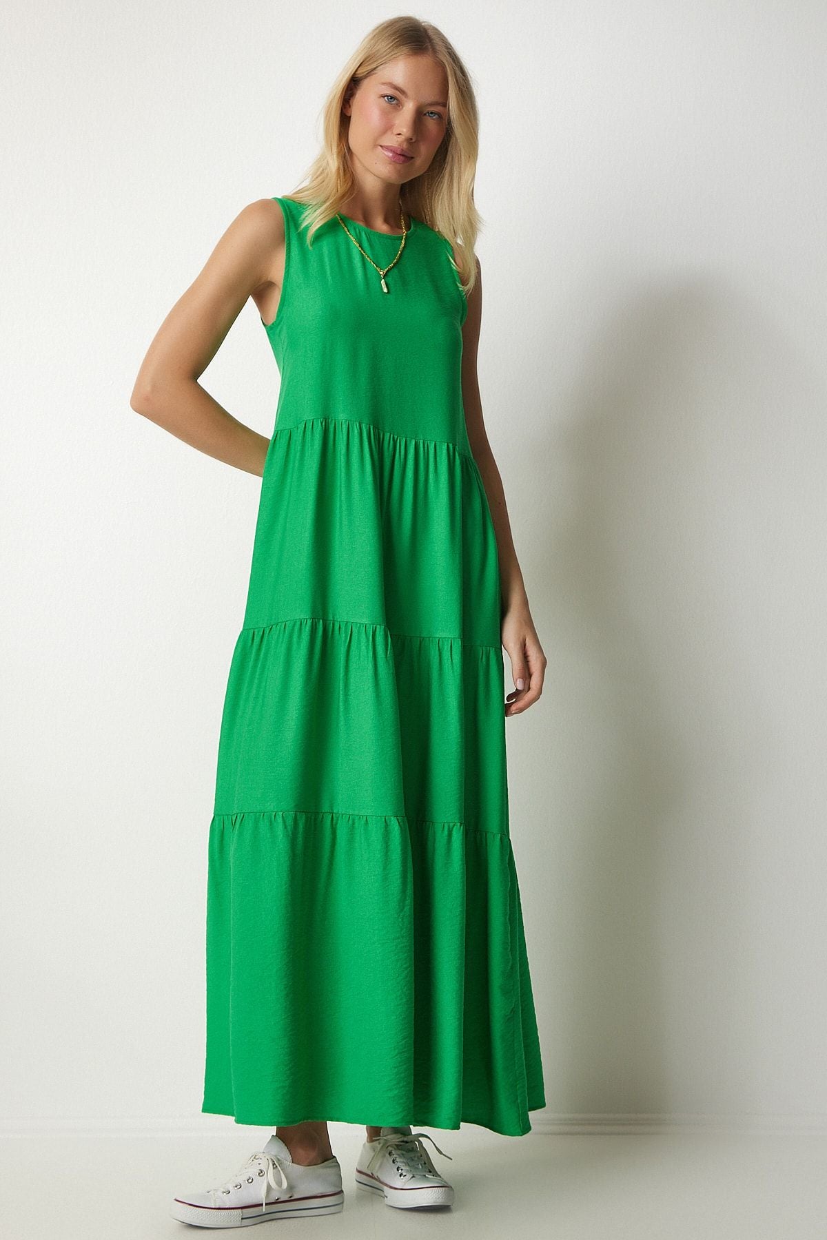 WOMEN'S GREEN FLOOR SLEEFS WRITE DRESS UB00129