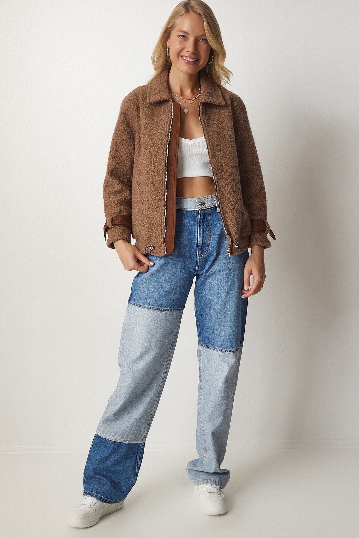 Female Biscuit Polo Yaka Bouquet Jacket DZ00095