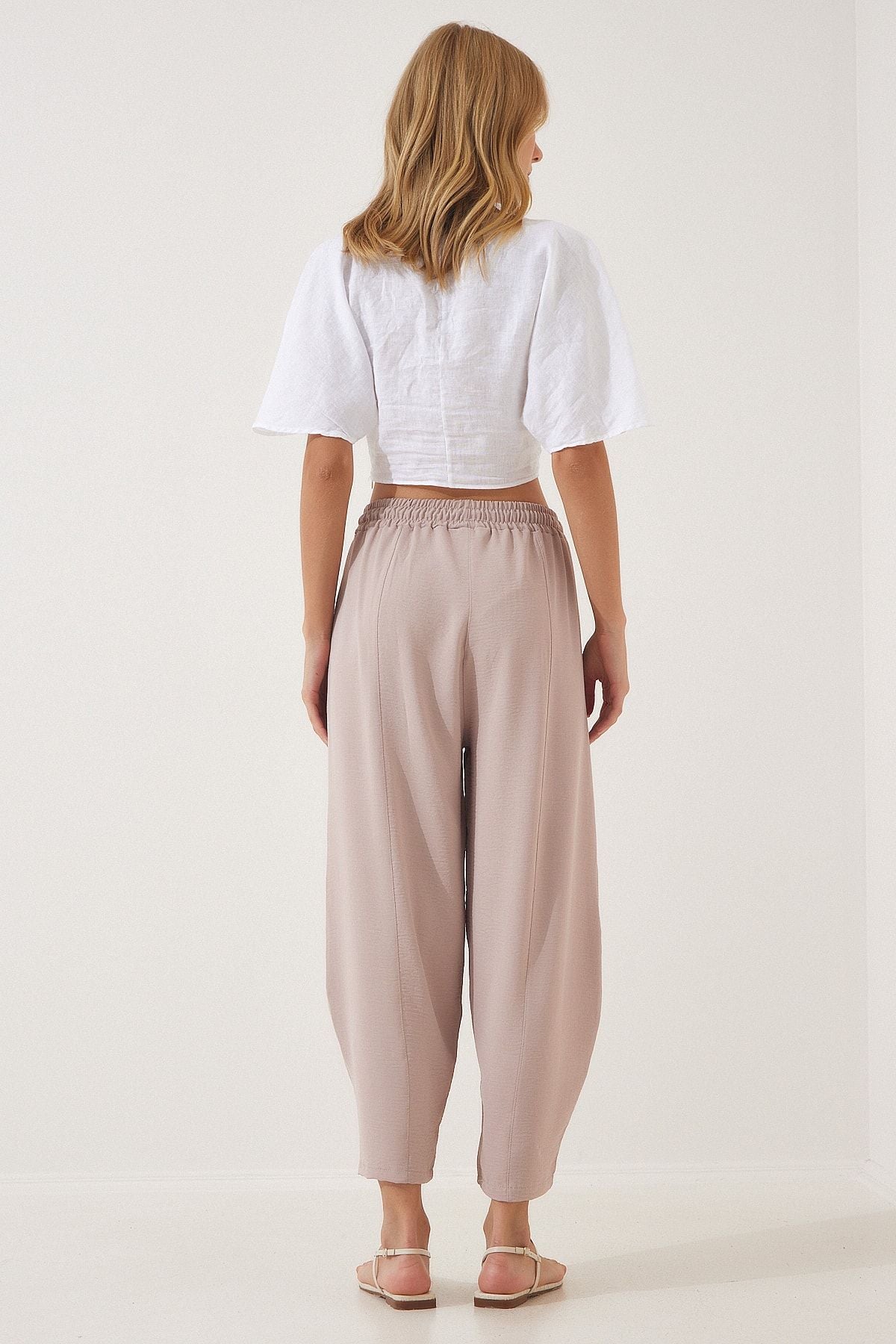 Women's Cream Linen Shalwar Pants CI00036