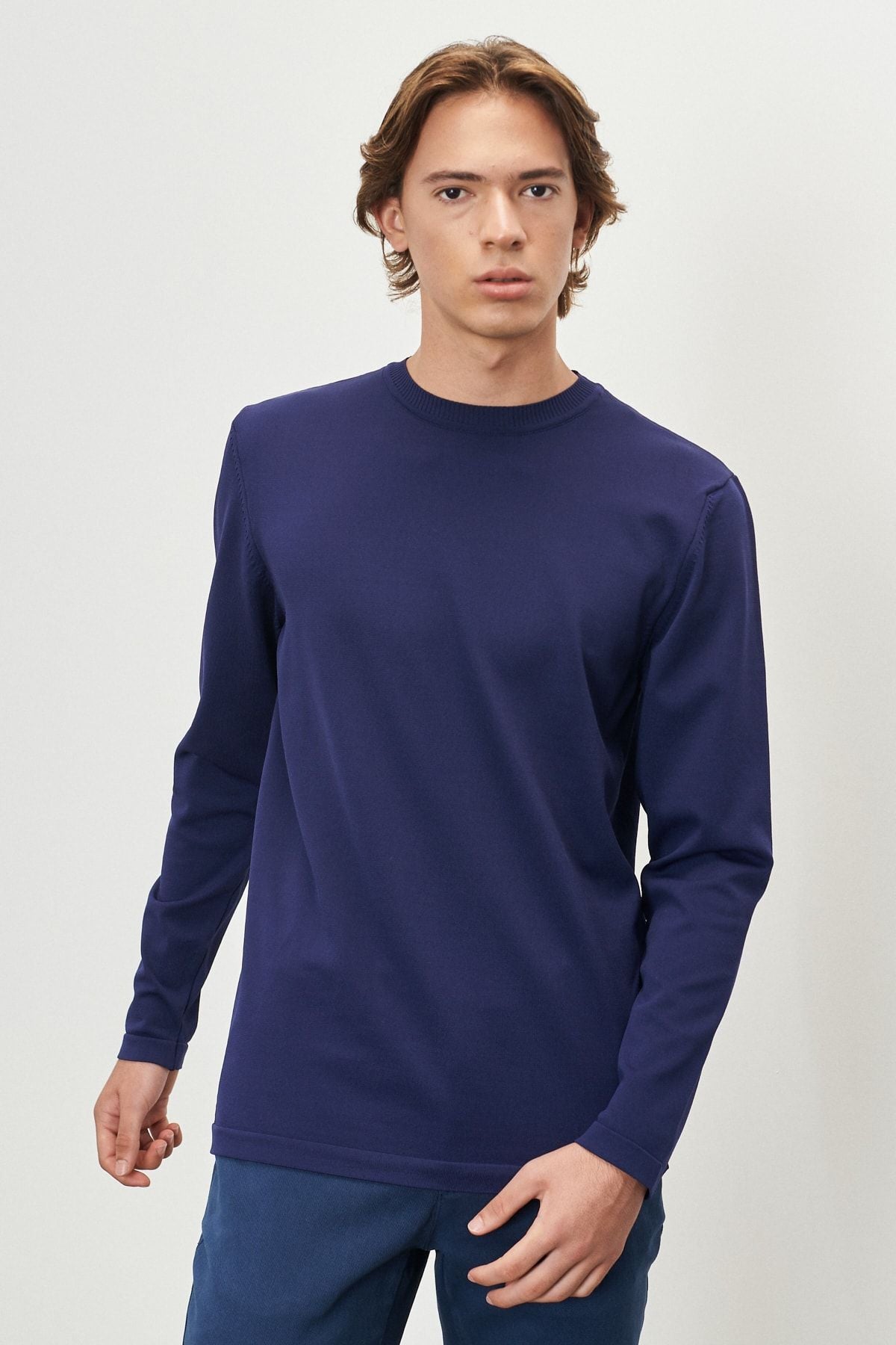 Men's Navy Blue Standard Fit Normal Cut Bicycle Knitwear Sweater