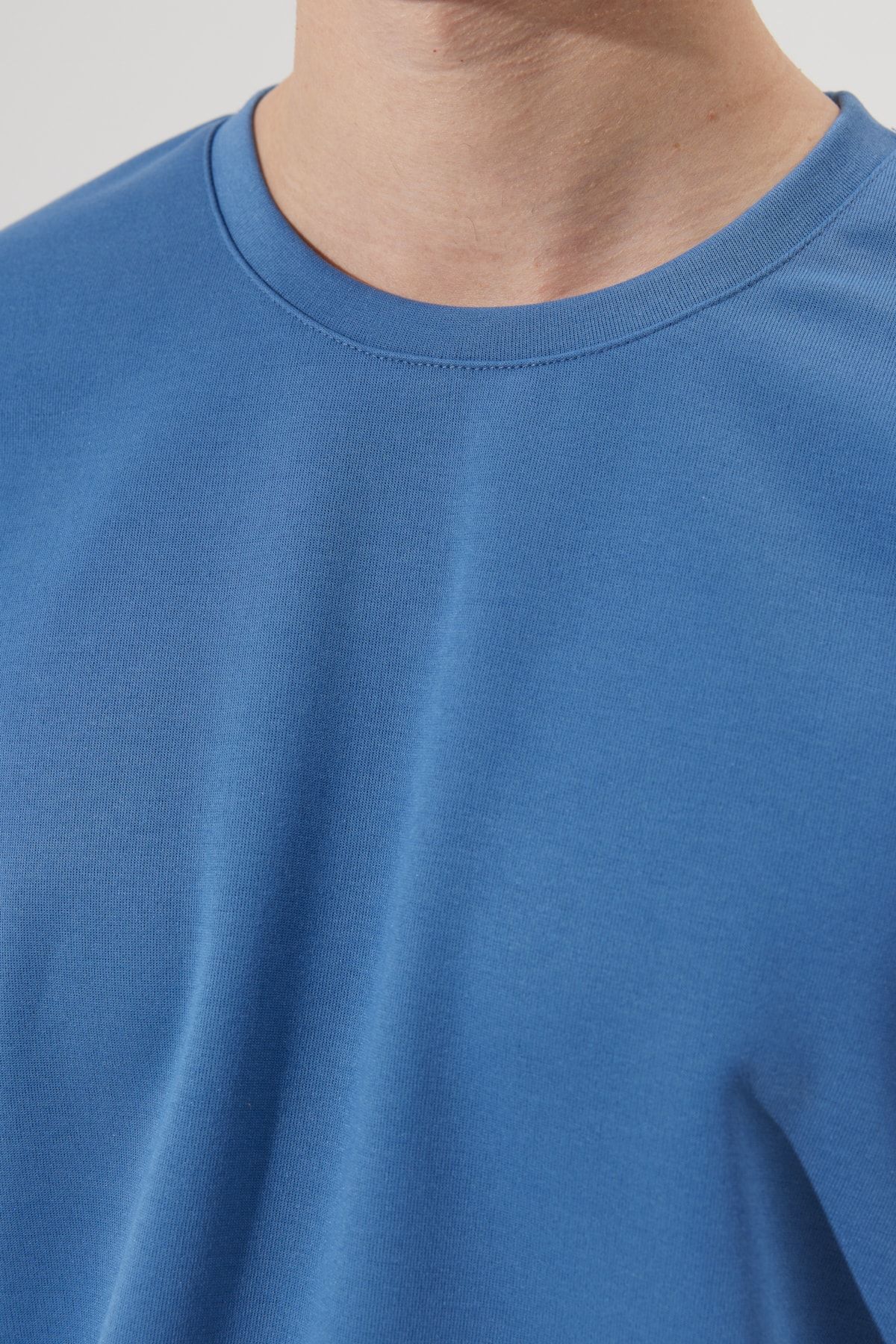 Men's Indigo Oversize Plenty Cut Bike Yaka Sweatshirt T -shirt