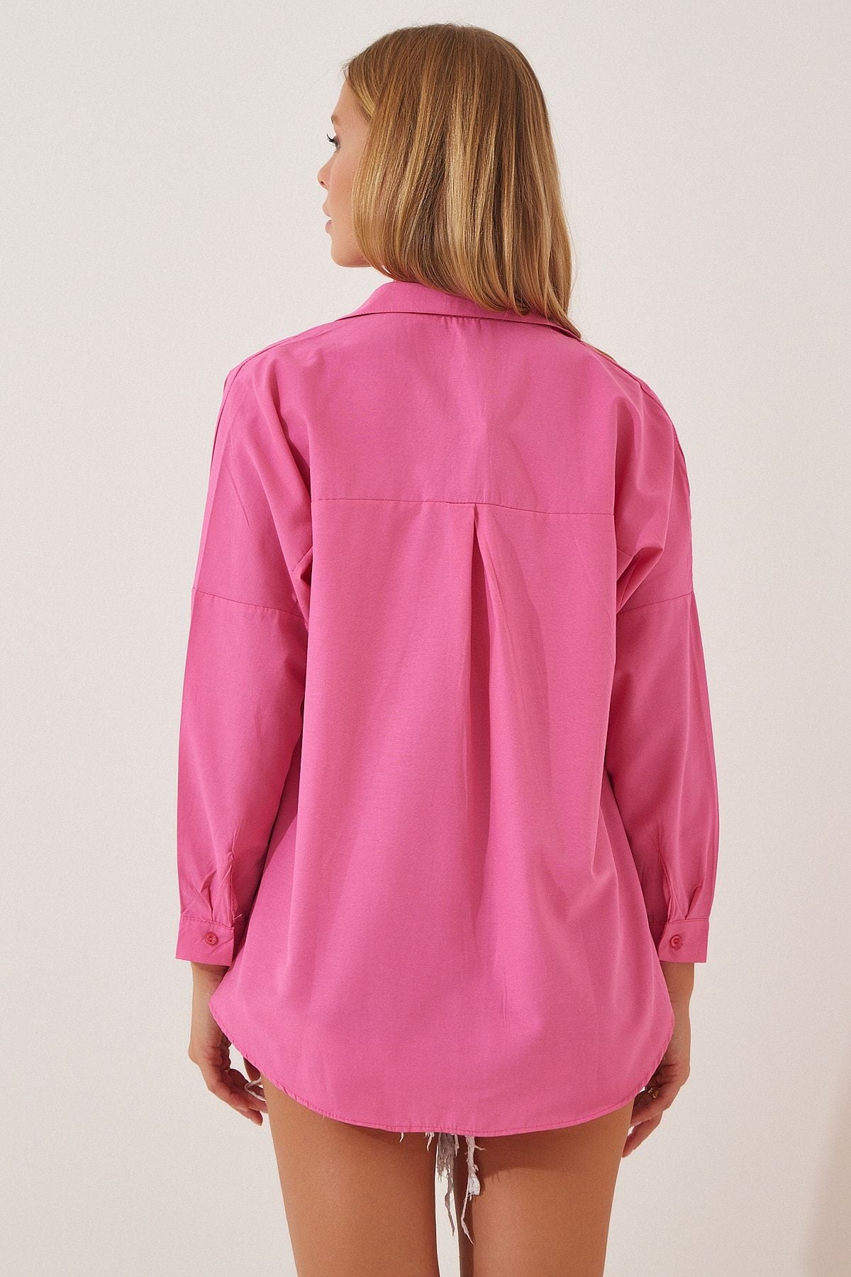 Woman Live Pink Oversize Long Basic Shirt DD00842