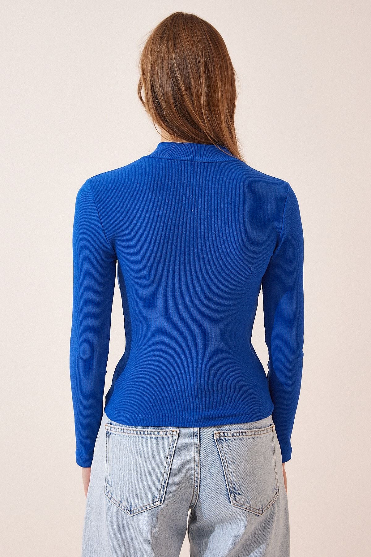 WOMEN COBALT BLUE FISHER BLACK RECIPE Knitting Blouse GT00054