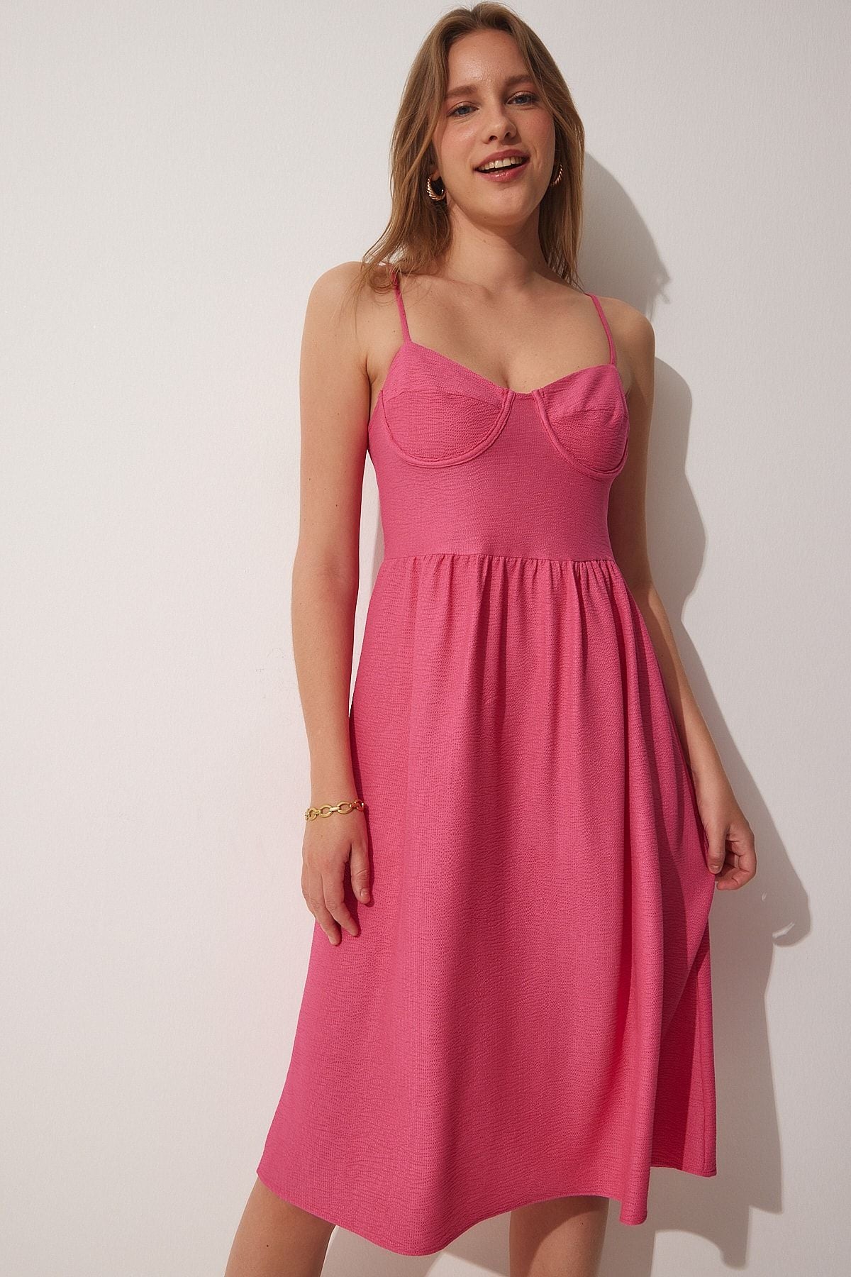 Woman Dark Pink Hanger Summer Knitting Dress to00064