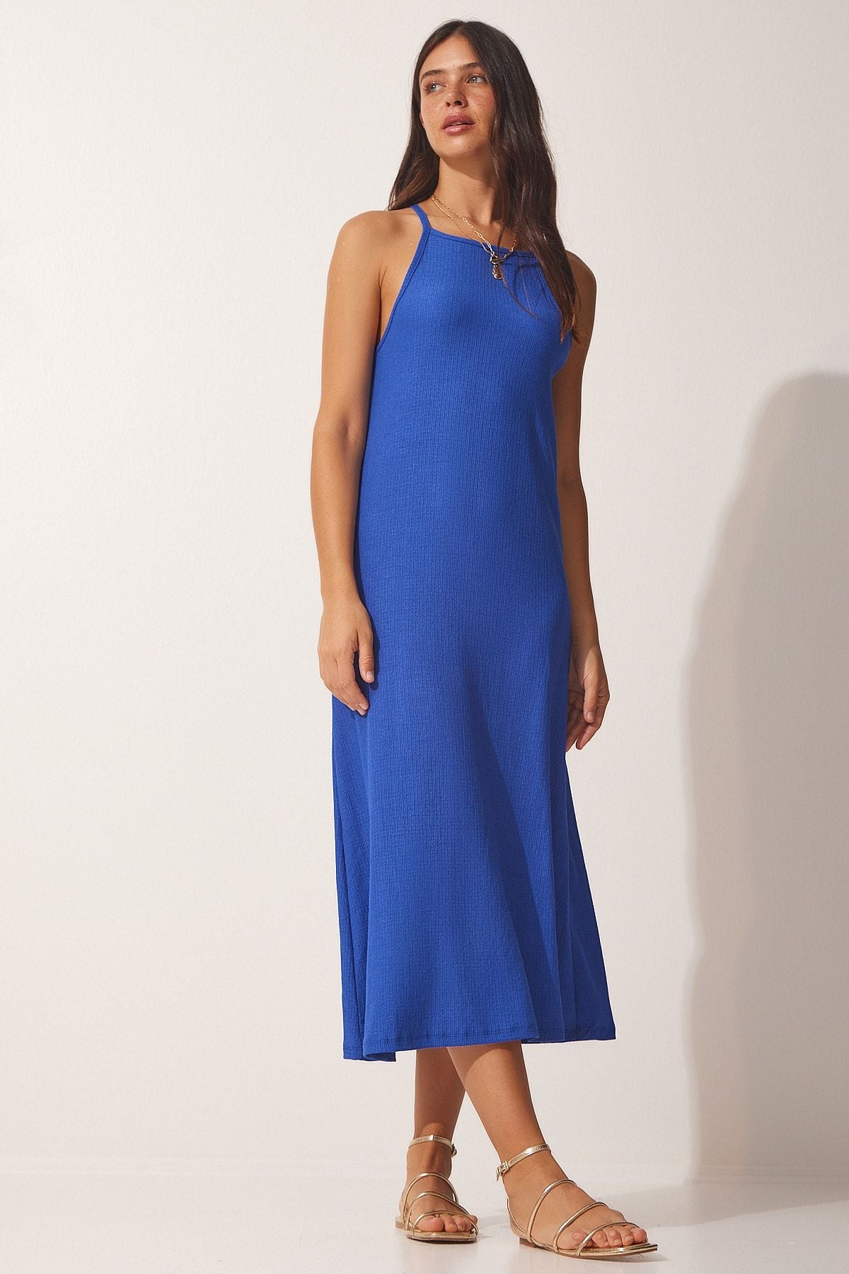 Women's Blue Hanger Summer Long Knitting Dress DZ00078