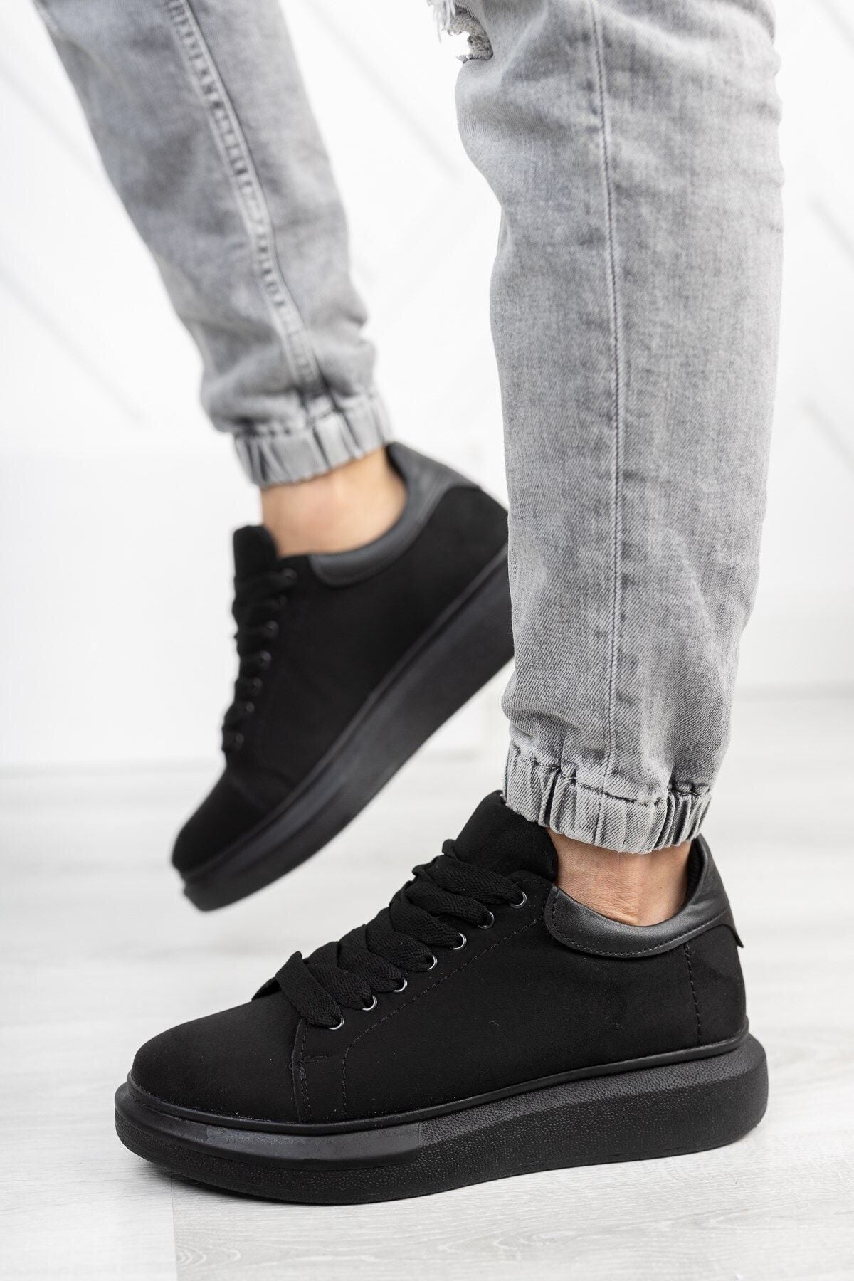 Suede black unisex sneaker 0012360