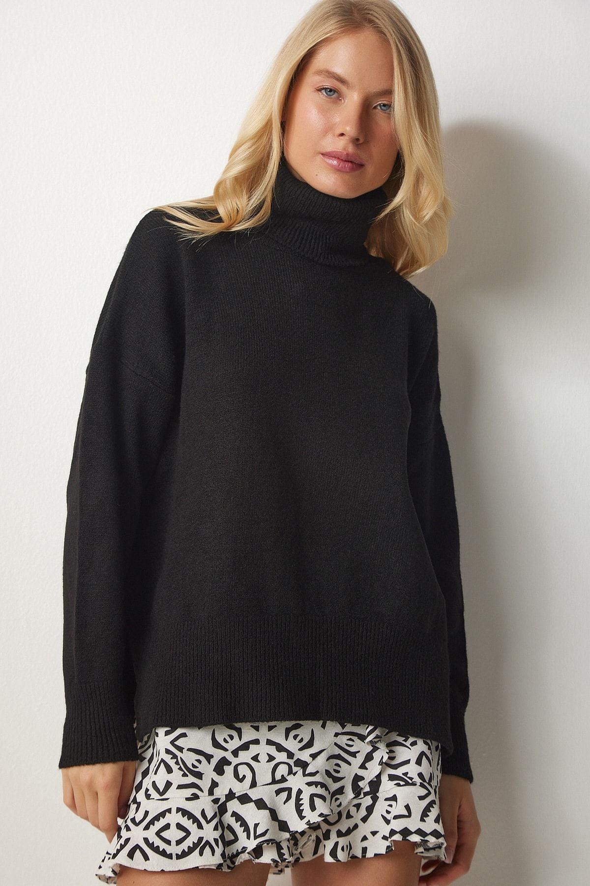Female black fisherman collar knitwear sweater MX00128