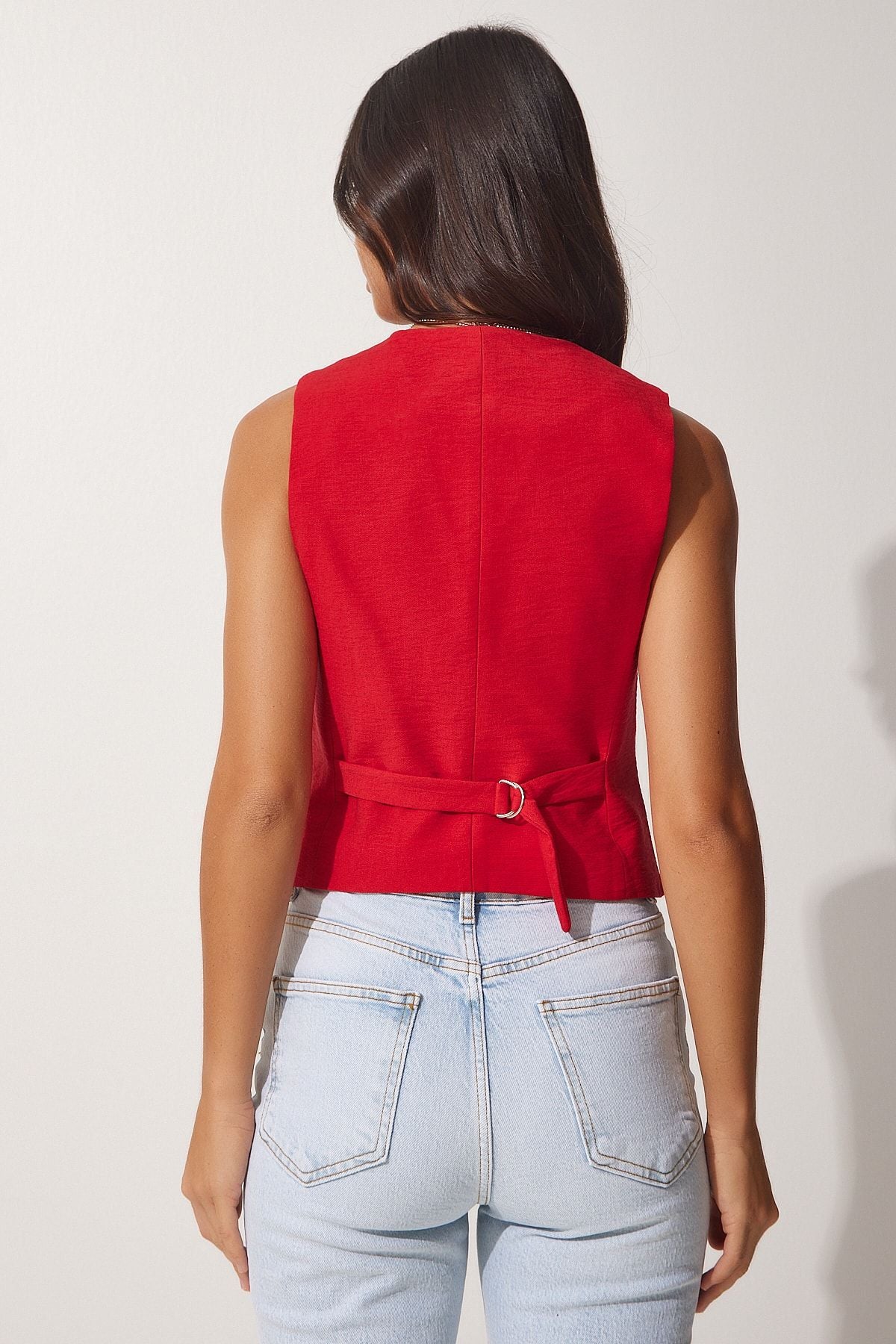 Woman Red V -Neck Stylish Ayrobin Vest To00067