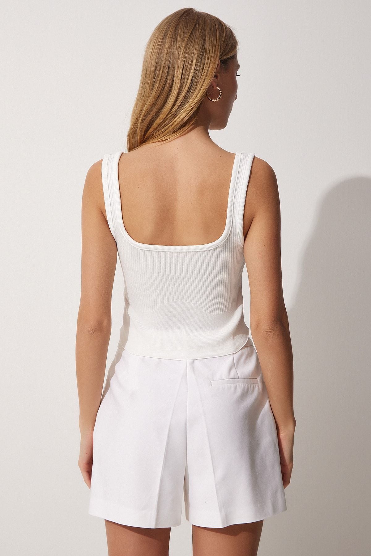 Woman White Hanger Summer Triko Crop blouse YY00135