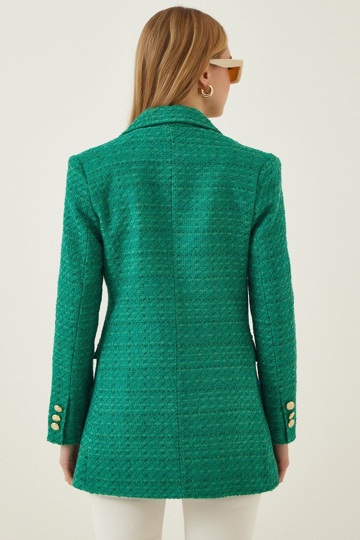 Female Green Button Blazer Tüvit Jacket WF00004