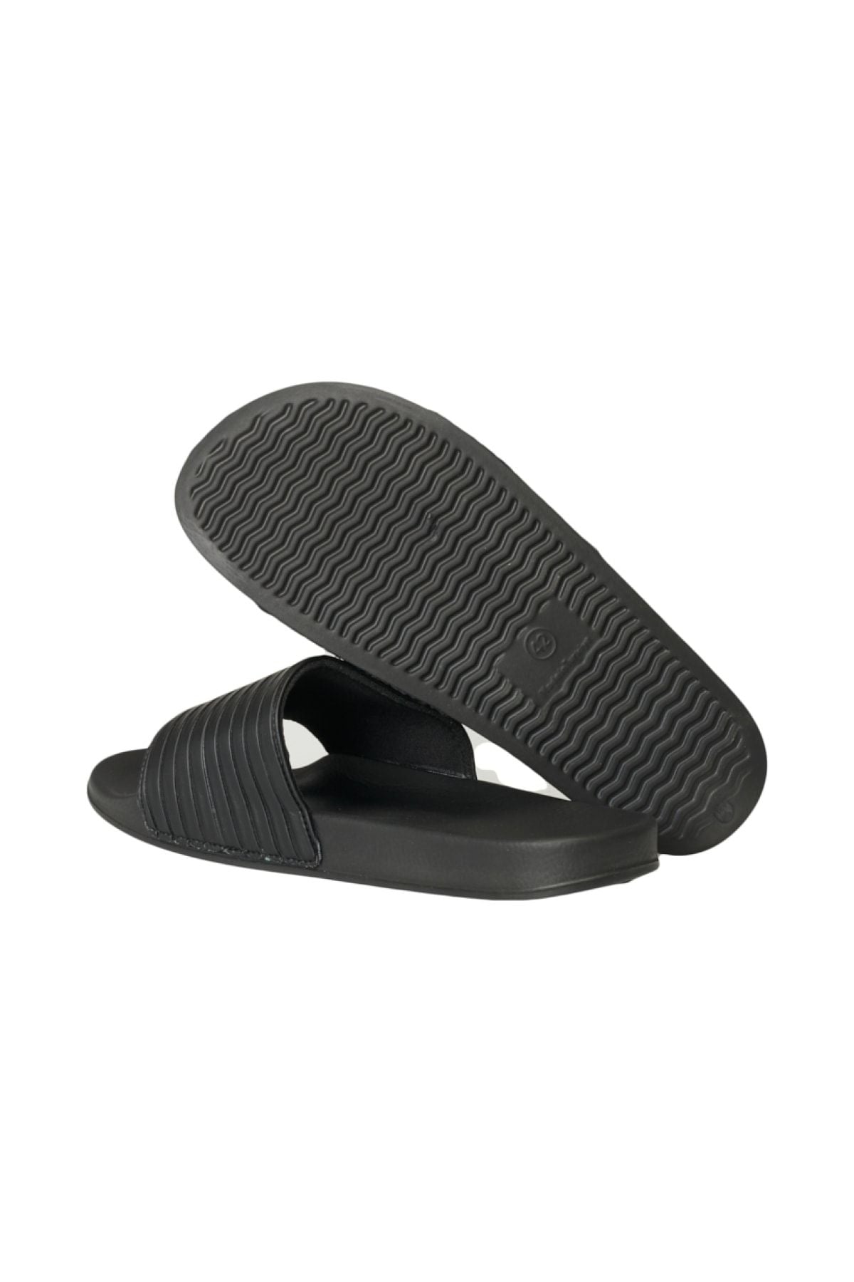 Men's black pattern black line printed slippers