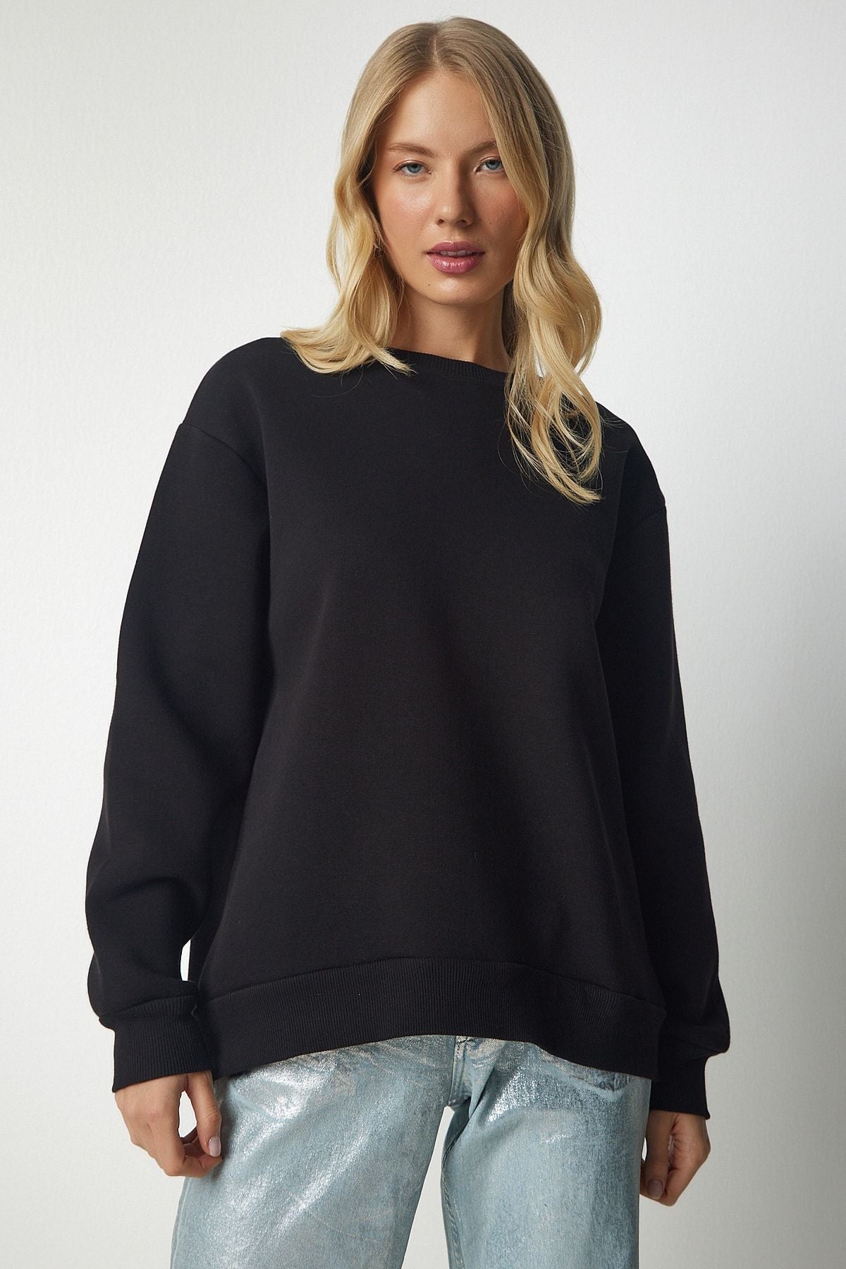 Female Black Behind Zipper Knitting Sweatshirt UB00146